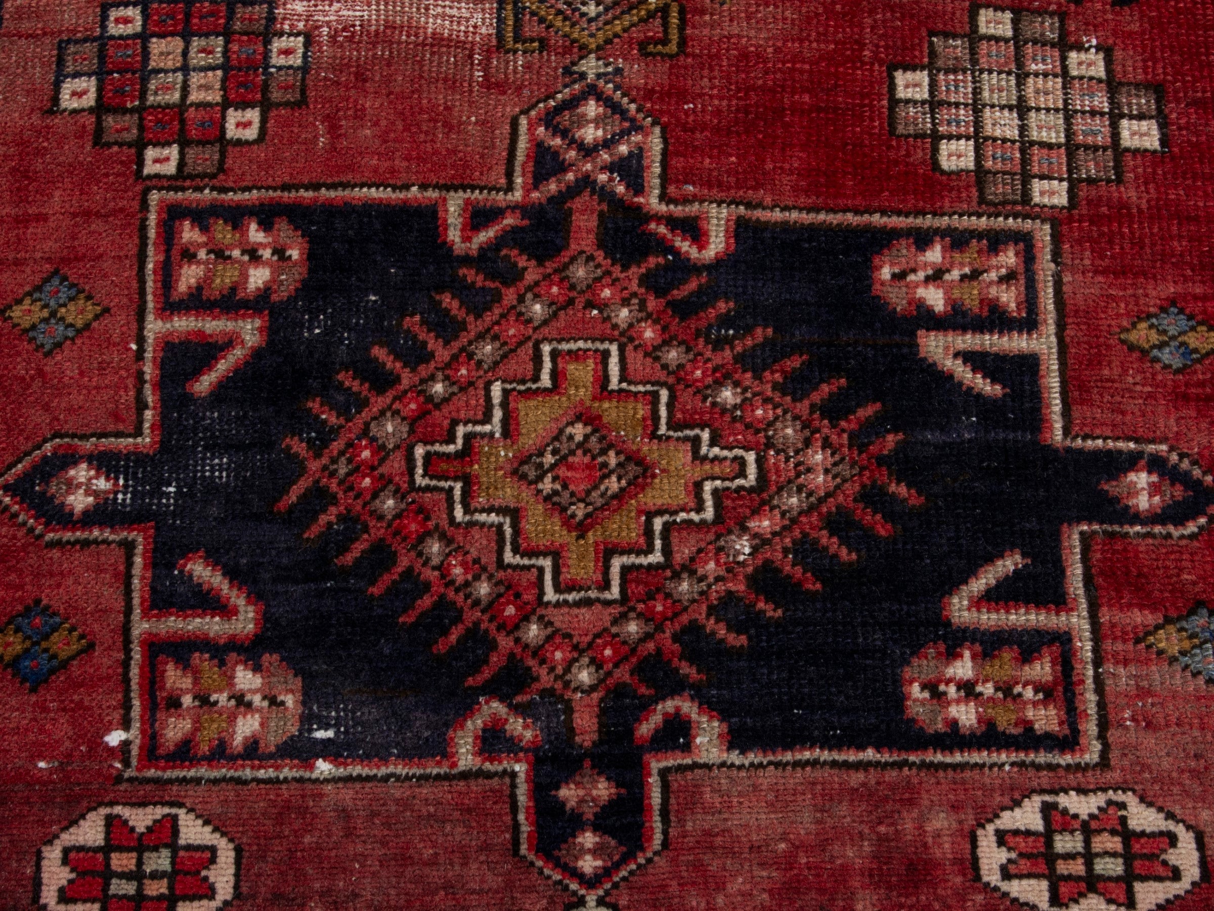 Persian Gharajeh runner rug in rust and burgundy, view 11 of 17