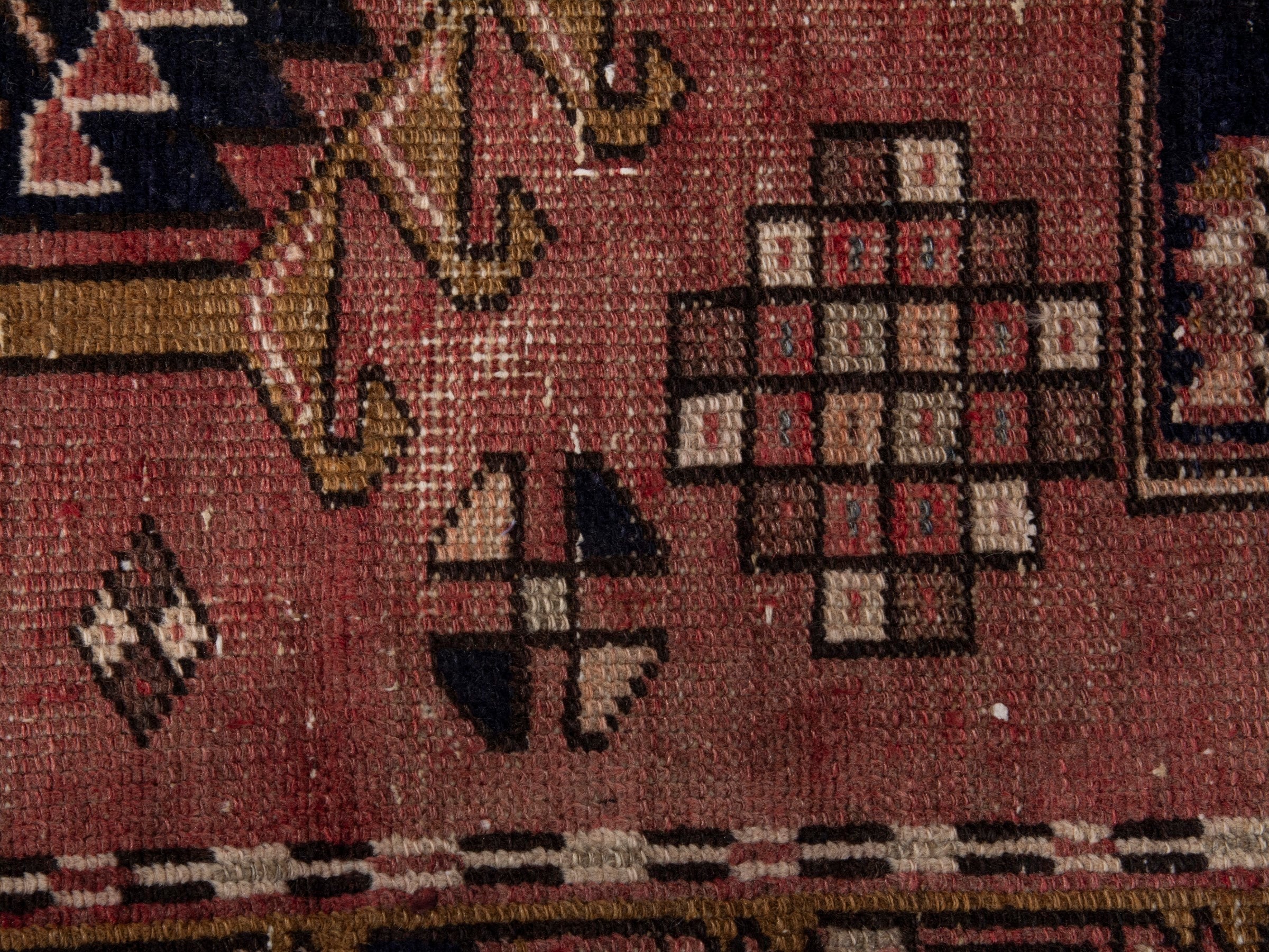 Persian Gharajeh runner rug in rust and burgundy, view 12 of 17