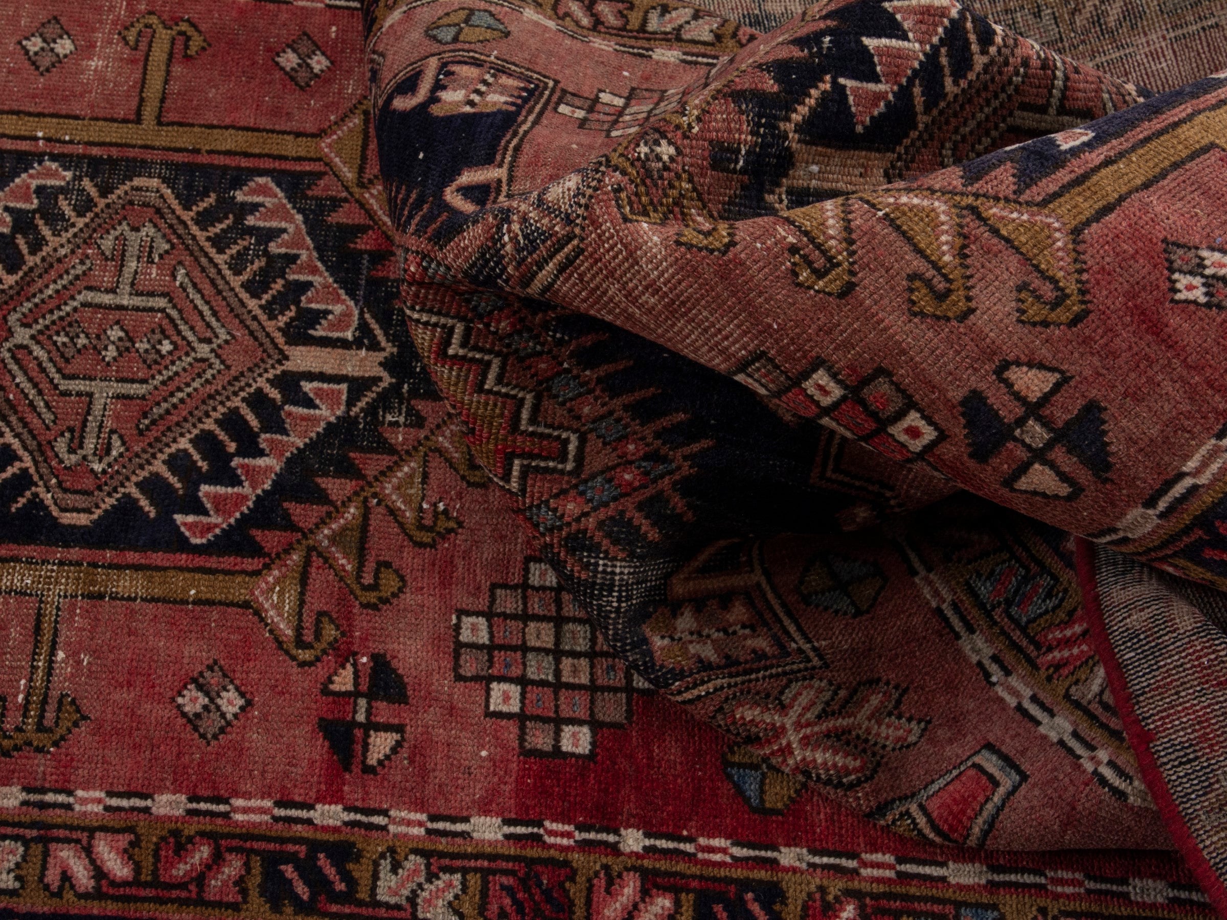 Persian Gharajeh runner rug in rust and burgundy, view 14 of 17