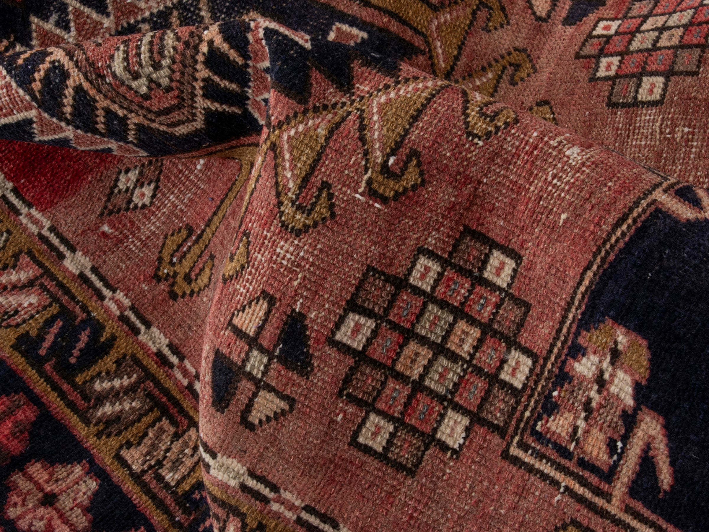 Persian Gharajeh runner rug in rust and burgundy, view 16 of 17