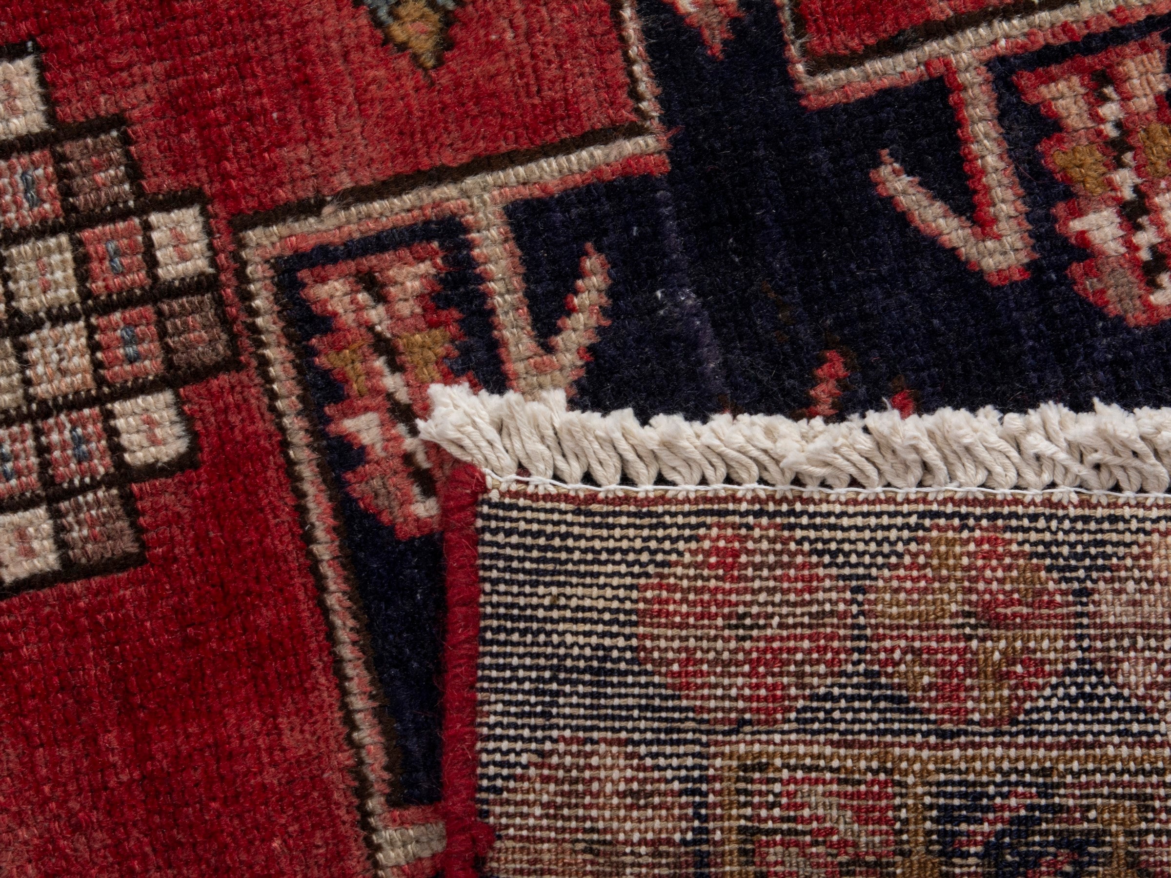 Persian Gharajeh runner rug in rust and burgundy, view 17 of 17