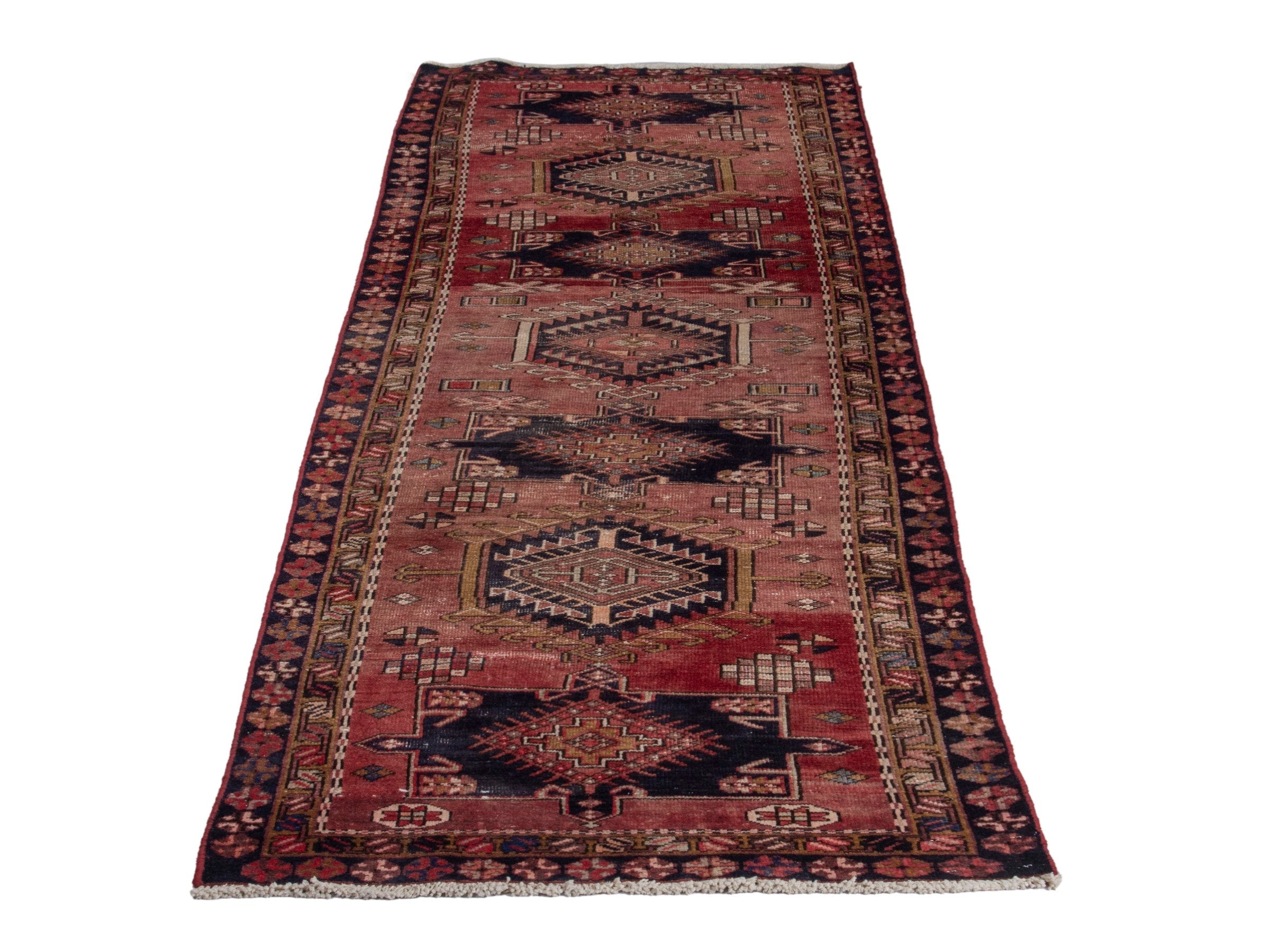 Persian Gharajeh runner rug in rust and burgundy, view 2 of 17