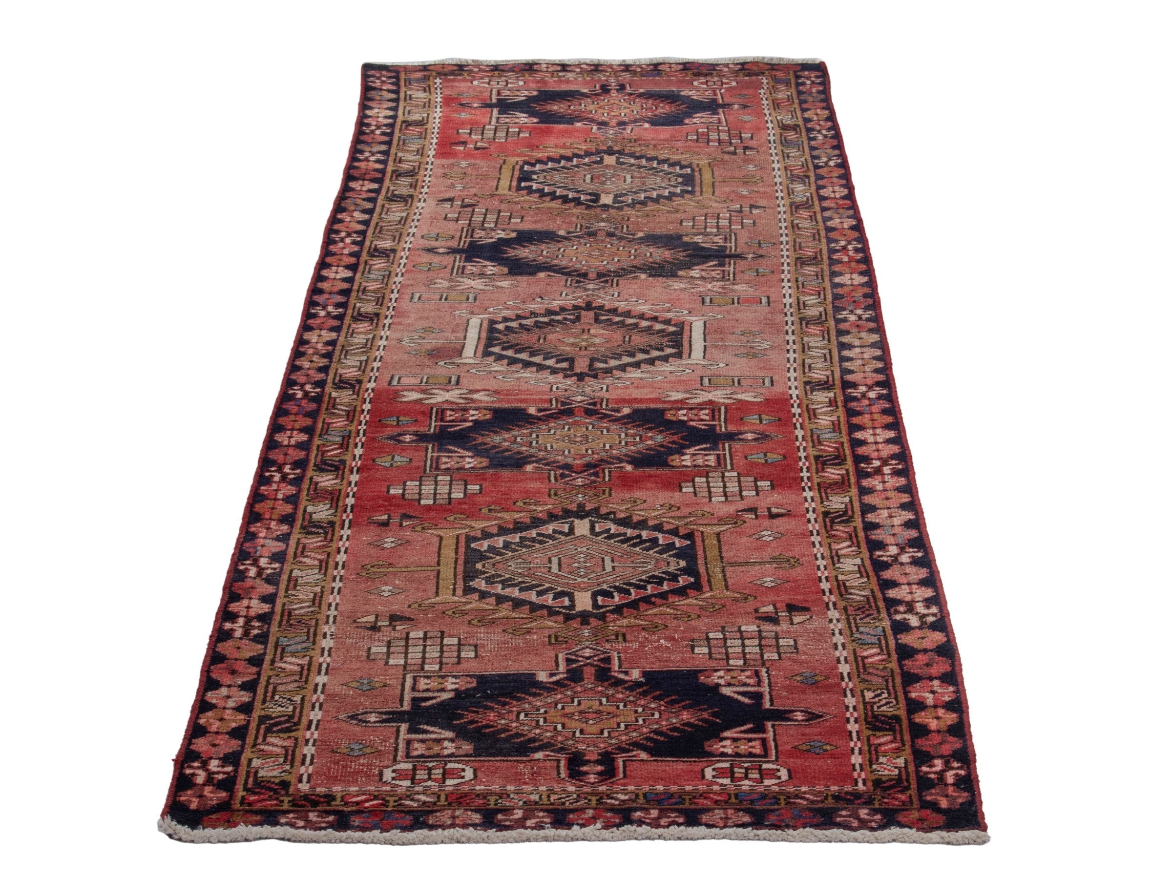 Persian Gharajeh runner rug in rust and burgundy, view 3 of 17