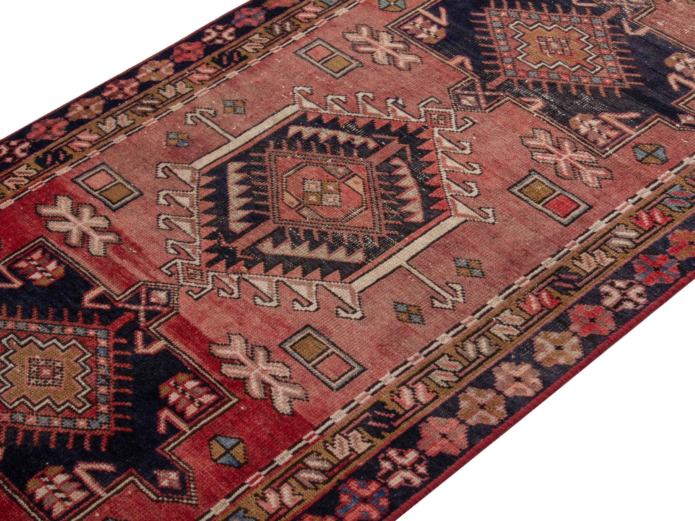 Persian Gharajeh runner rug in rust and burgundy, view 4 of 17