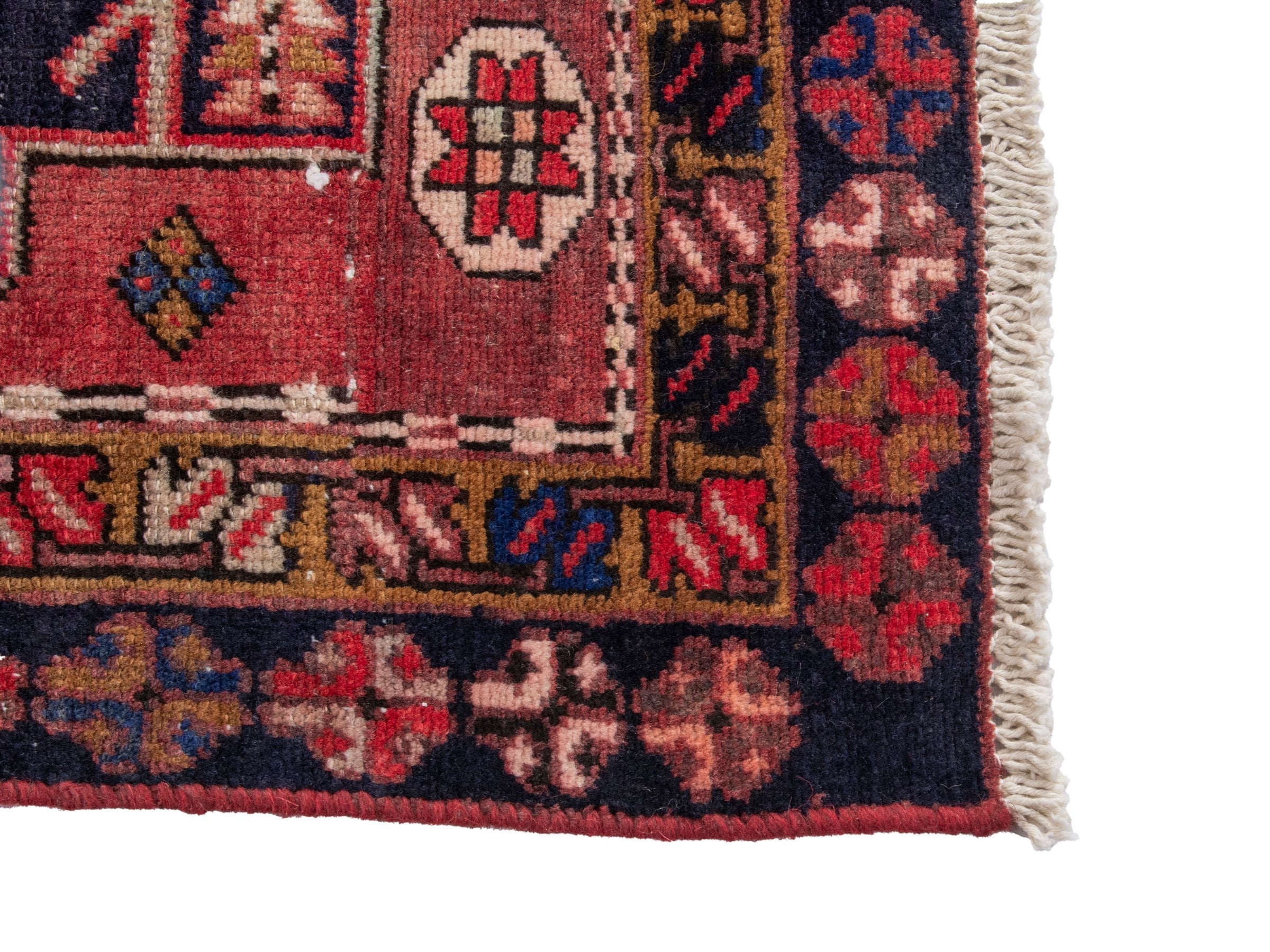 Persian Gharajeh runner rug in rust and burgundy, view 5 of 17