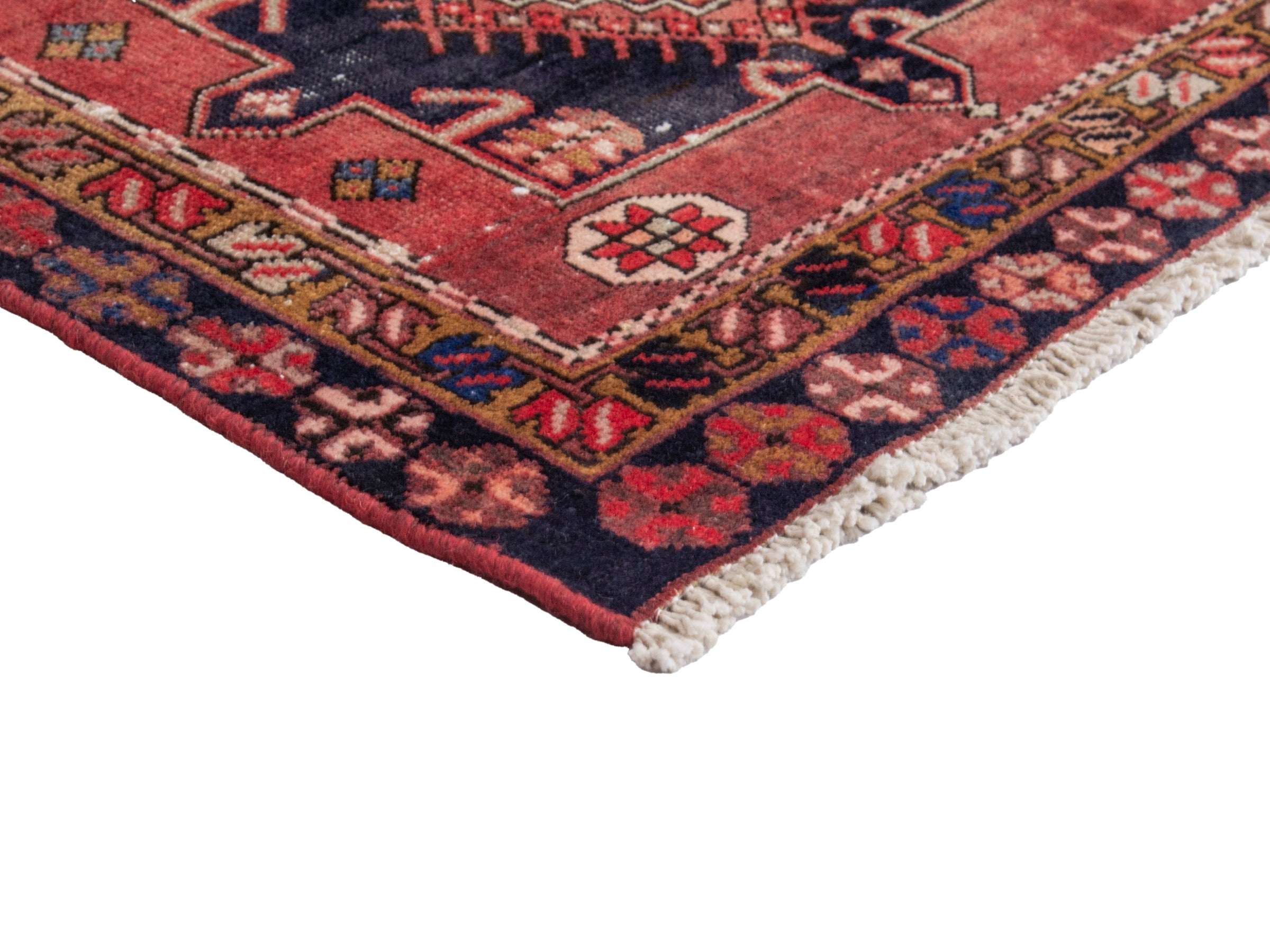 Persian Gharajeh runner rug in rust and burgundy, view 6 of 17