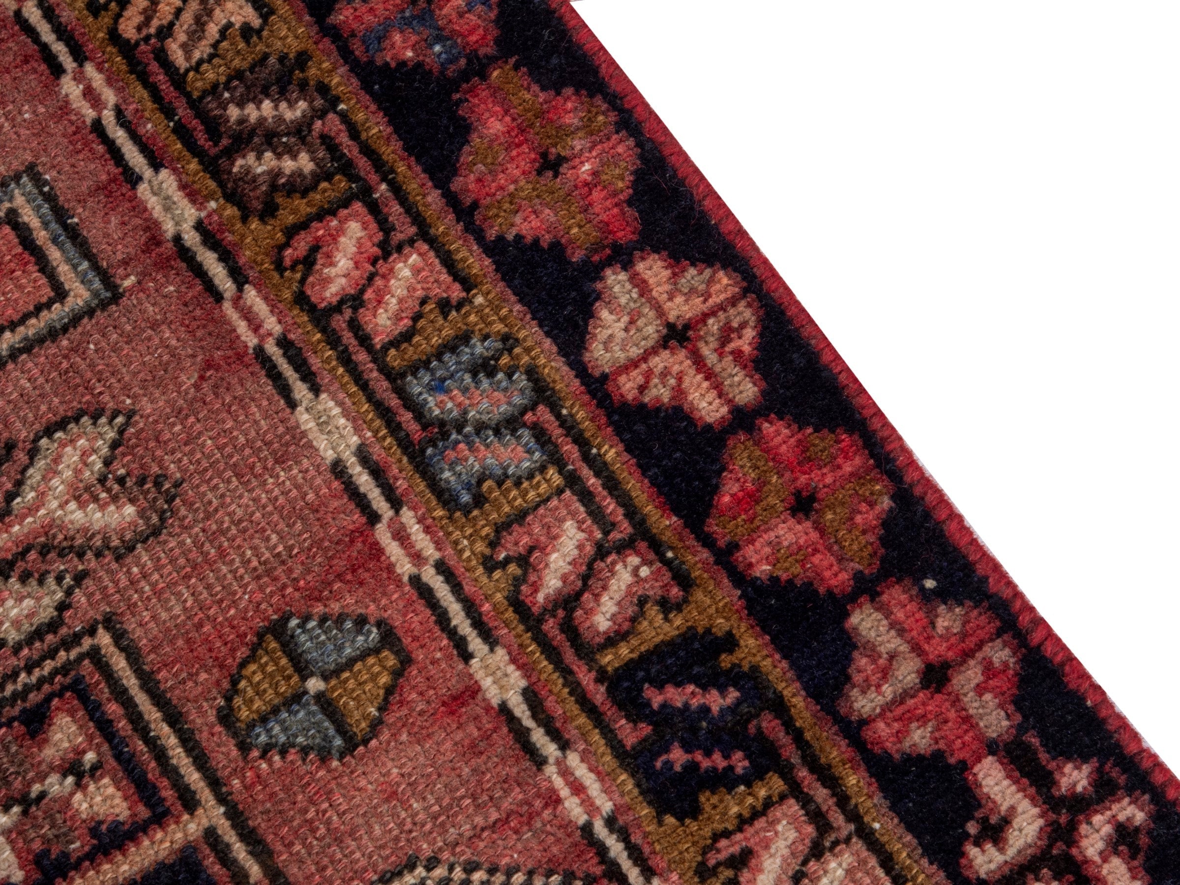 Persian Gharajeh runner rug in rust and burgundy, view 7 of 17