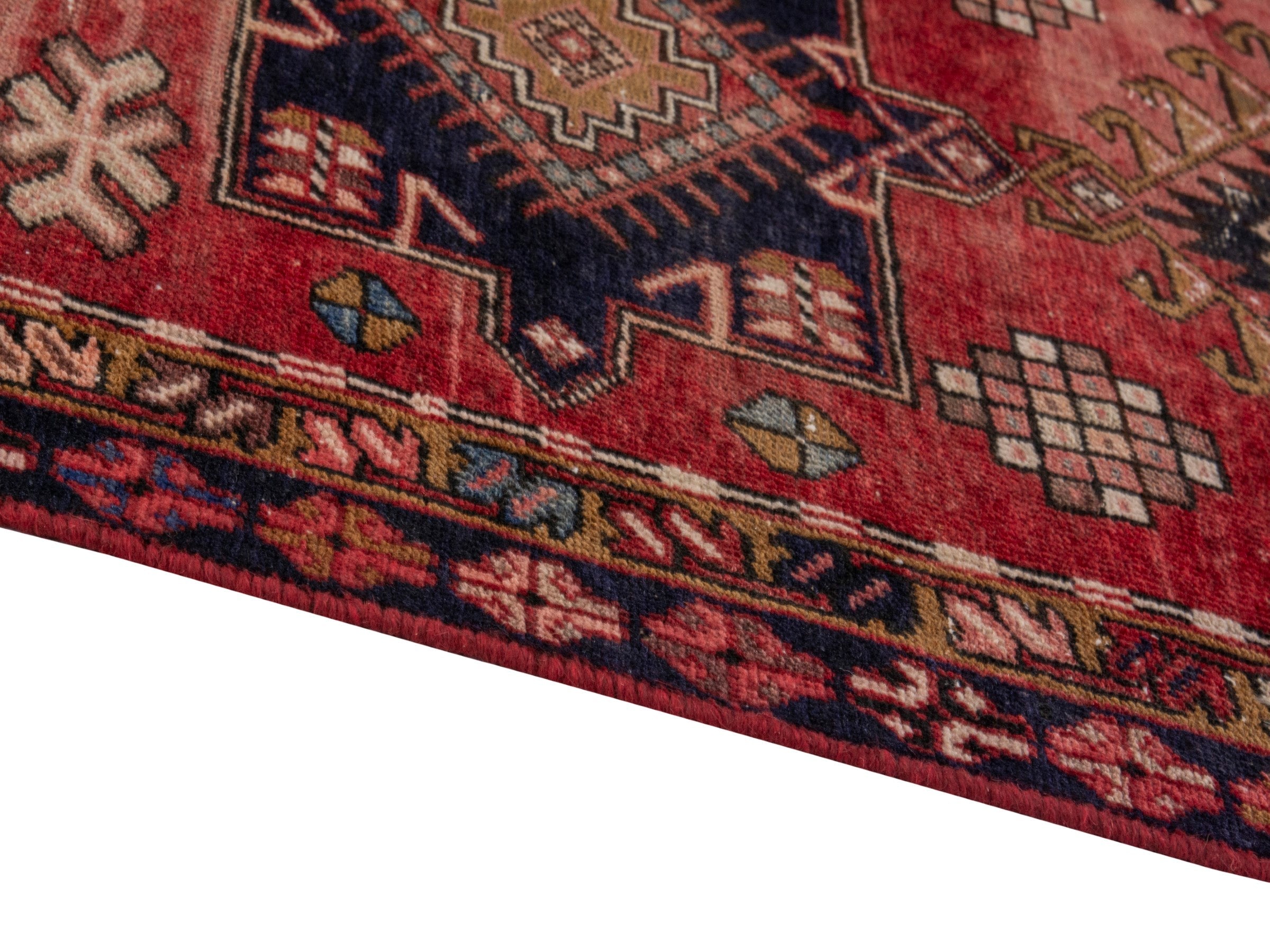 Persian Gharajeh runner rug in rust and burgundy, view 8 of 17