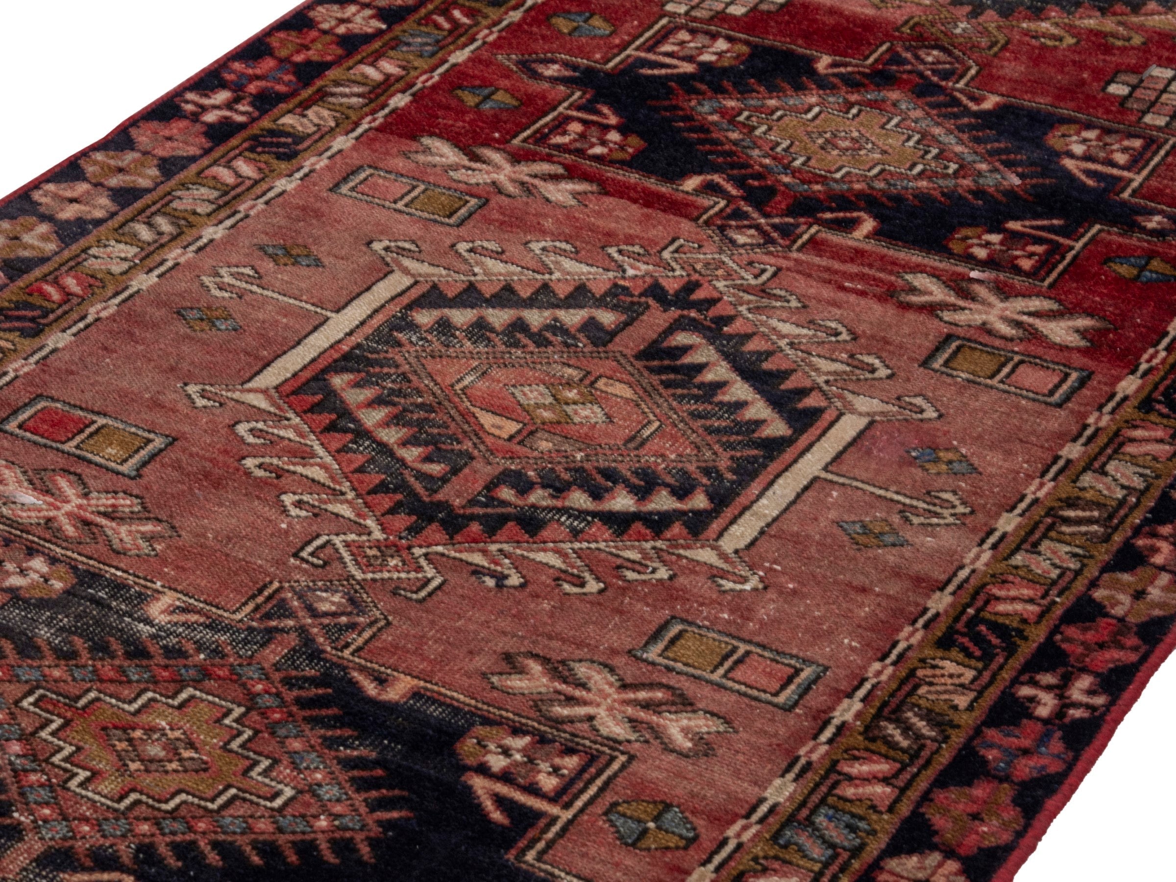 Persian Gharajeh runner rug in rust and burgundy, view 9 of 17