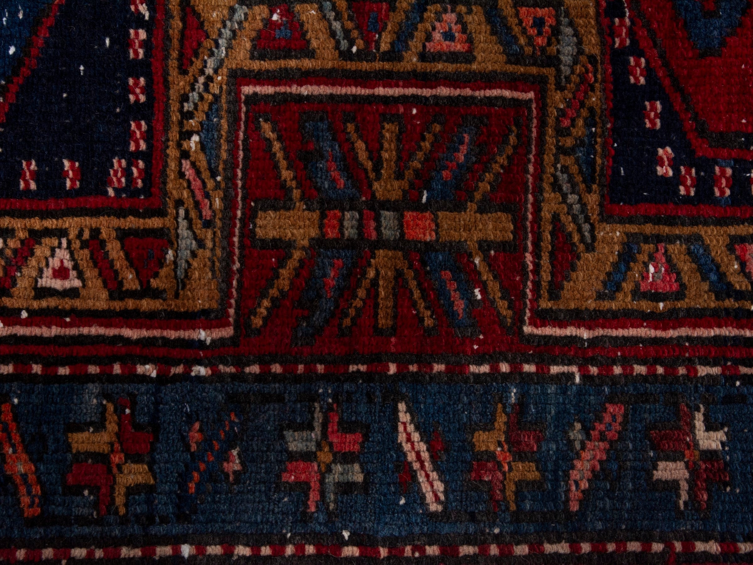 Persian Azerbaijan runner rug in deep red and dark blue, view 12 of 17