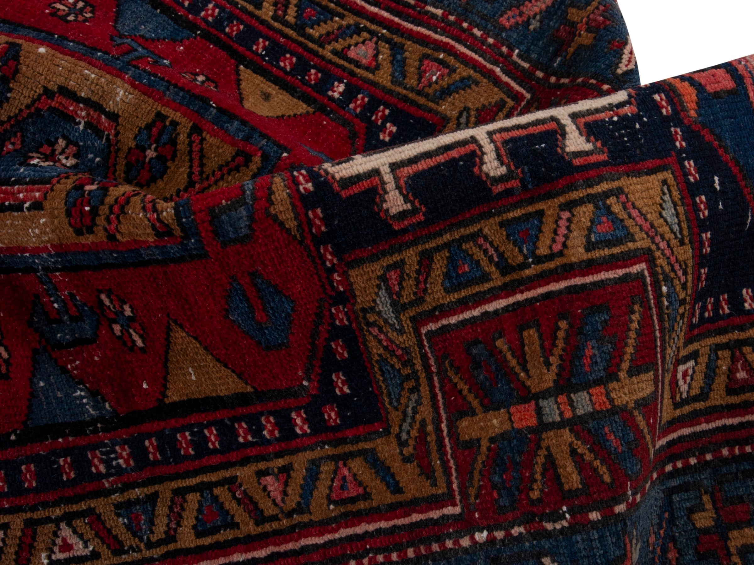 Persian Azerbaijan runner rug in deep red and dark blue, view 15 of 17
