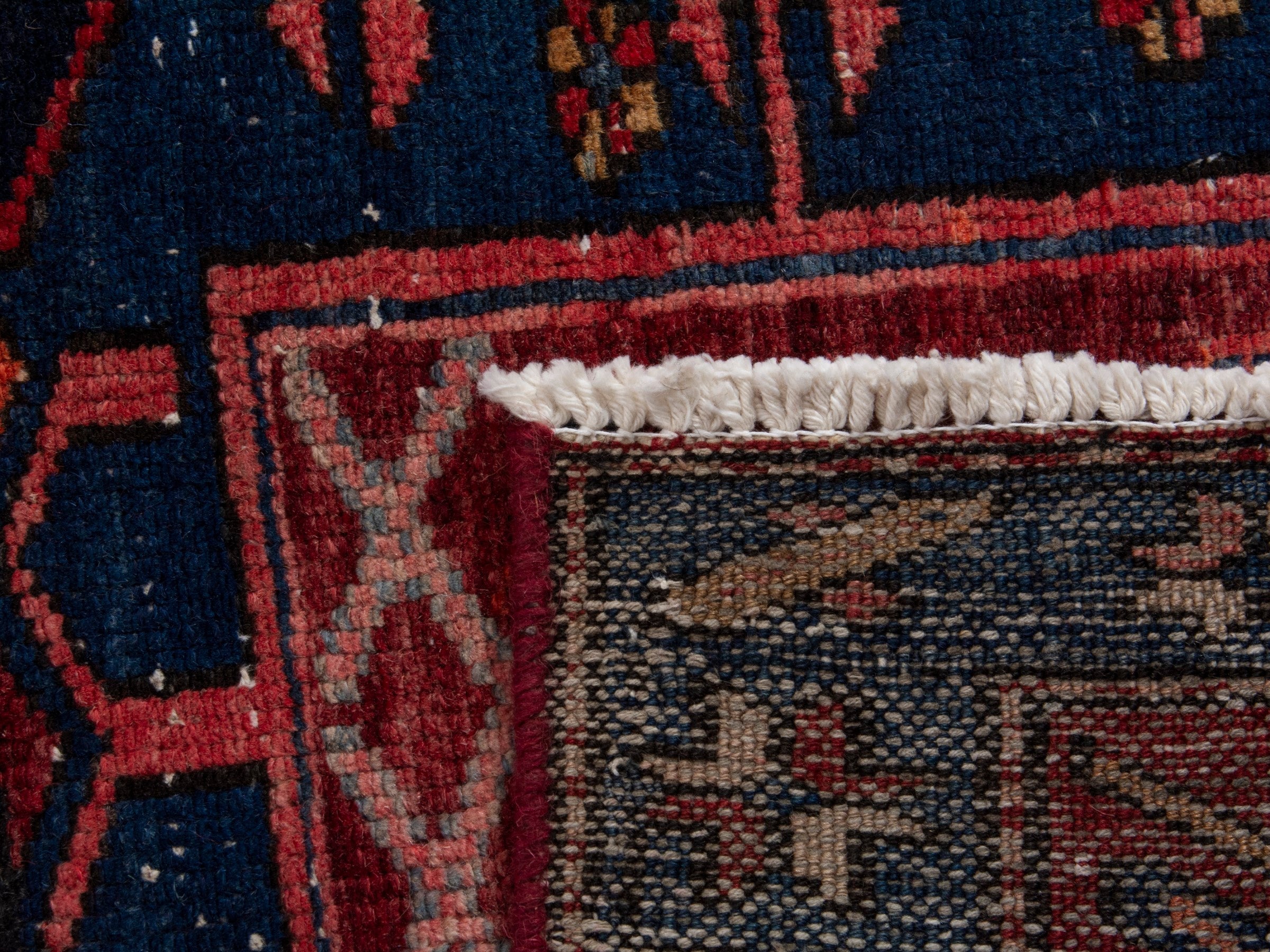 Persian Azerbaijan runner rug in deep red and dark blue, view 17 of 17