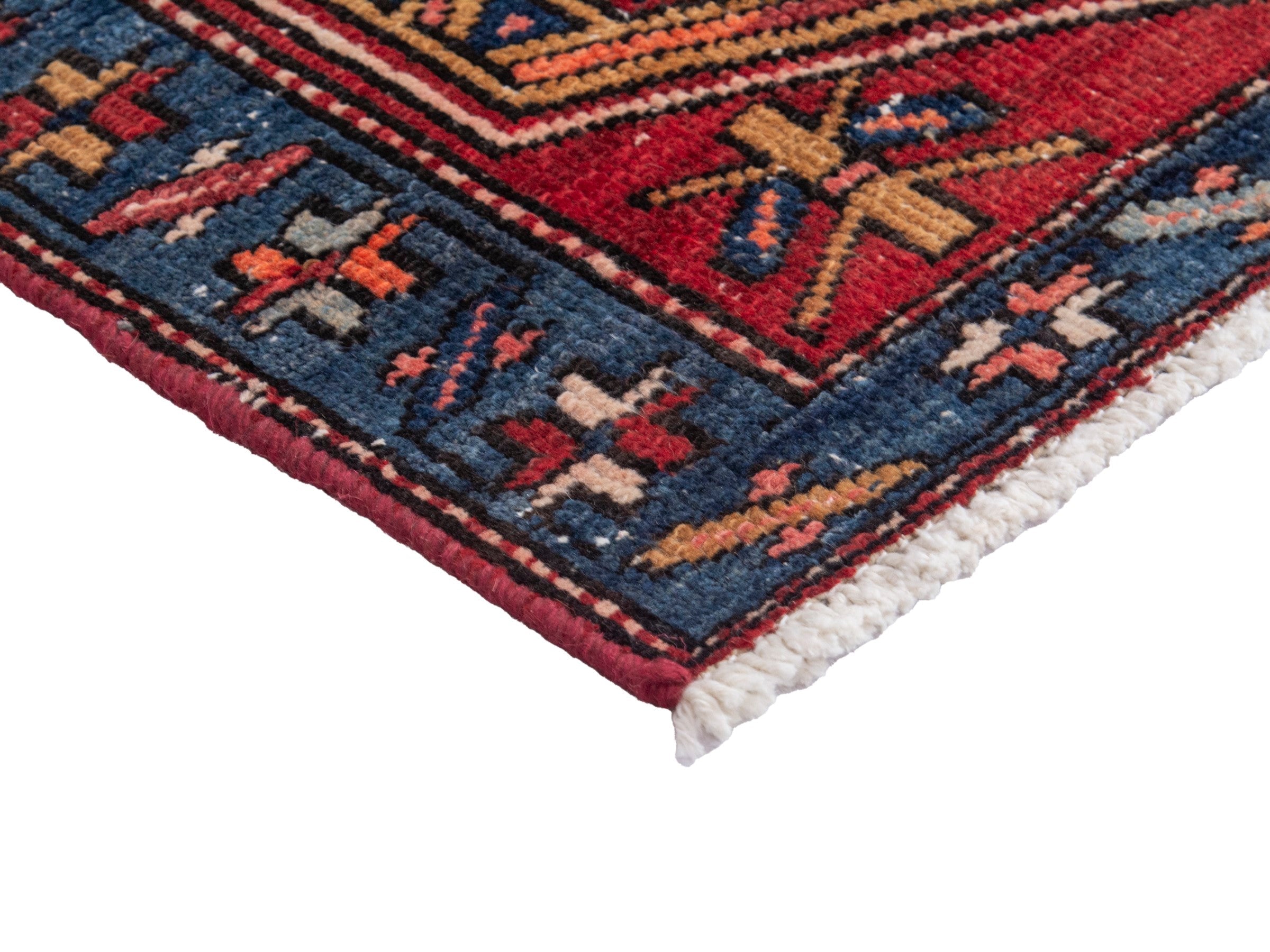 Persian Azerbaijan runner rug in deep red and dark blue, view 6 of 17