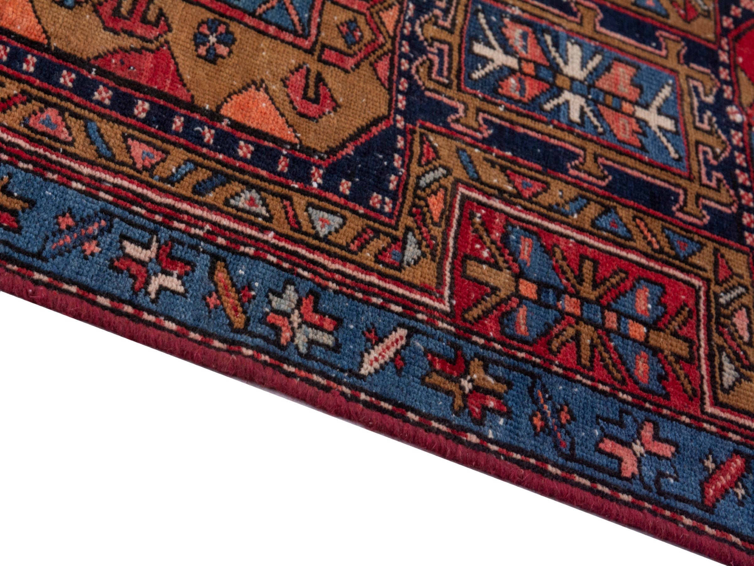 Persian Azerbaijan runner rug in deep red and dark blue, view 8 of 17