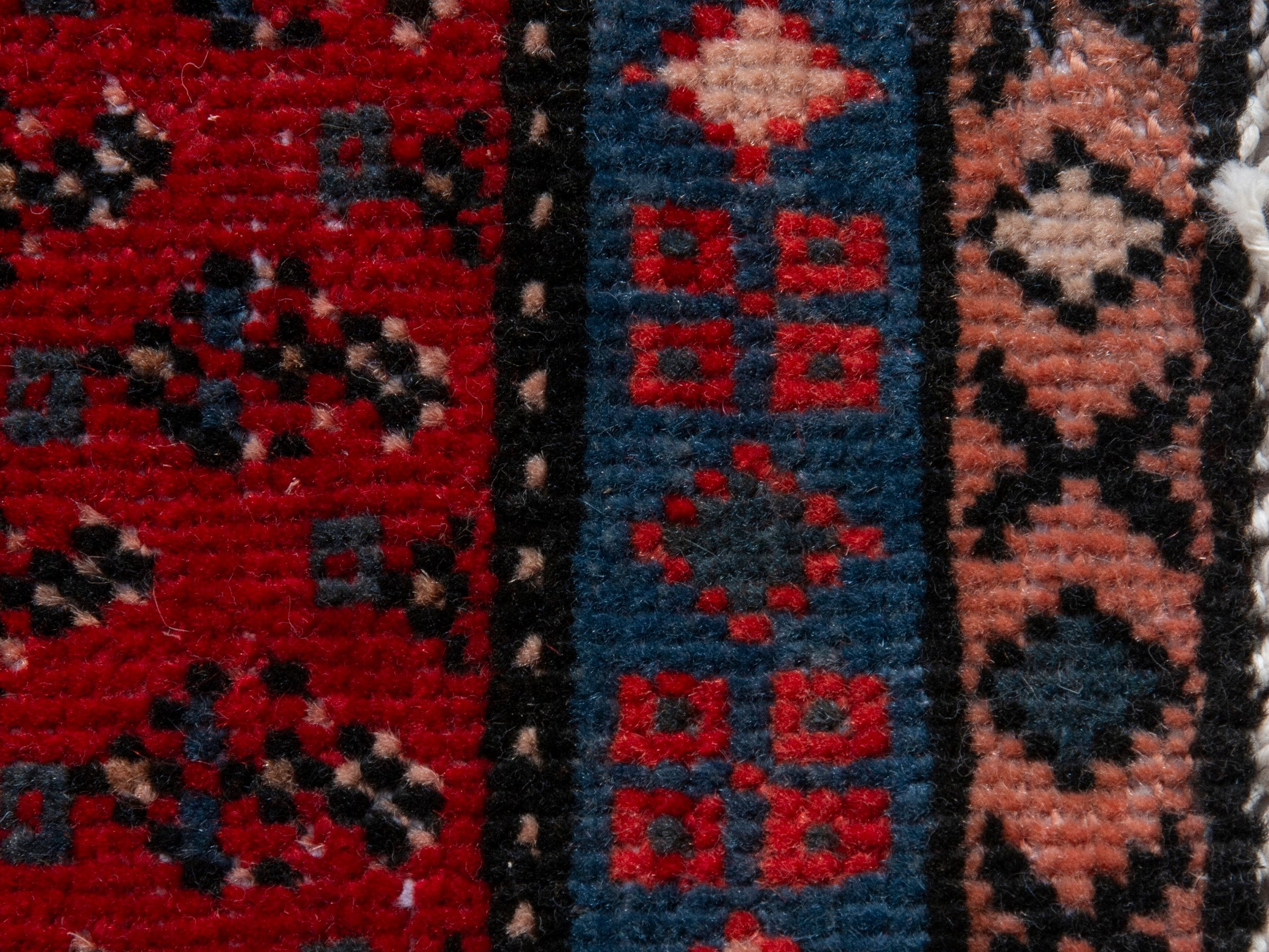 Persian Arak runner rug in burgundy and charcoal, view 11 of 18