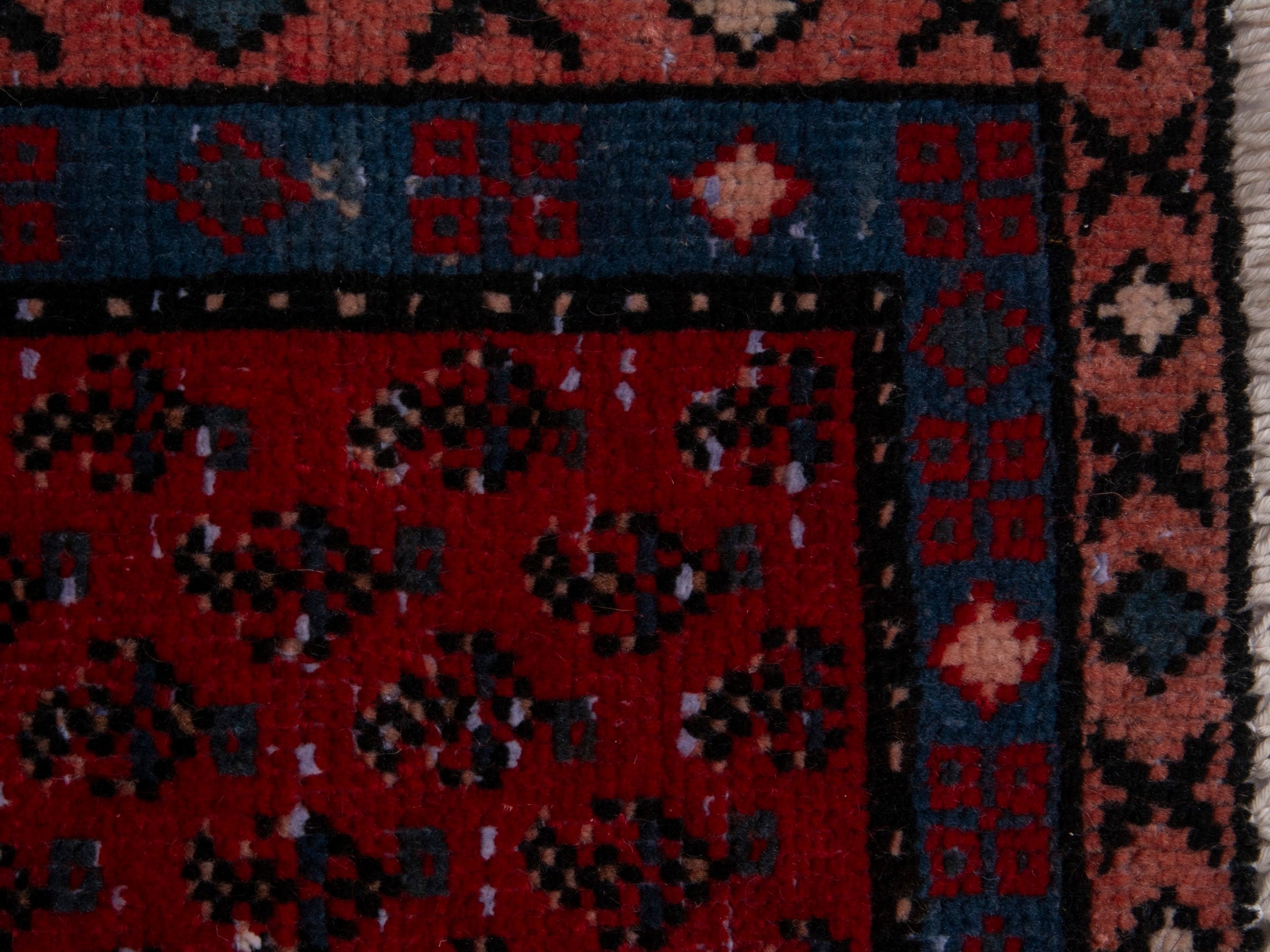Persian Arak runner rug in burgundy and charcoal, view 13 of 18