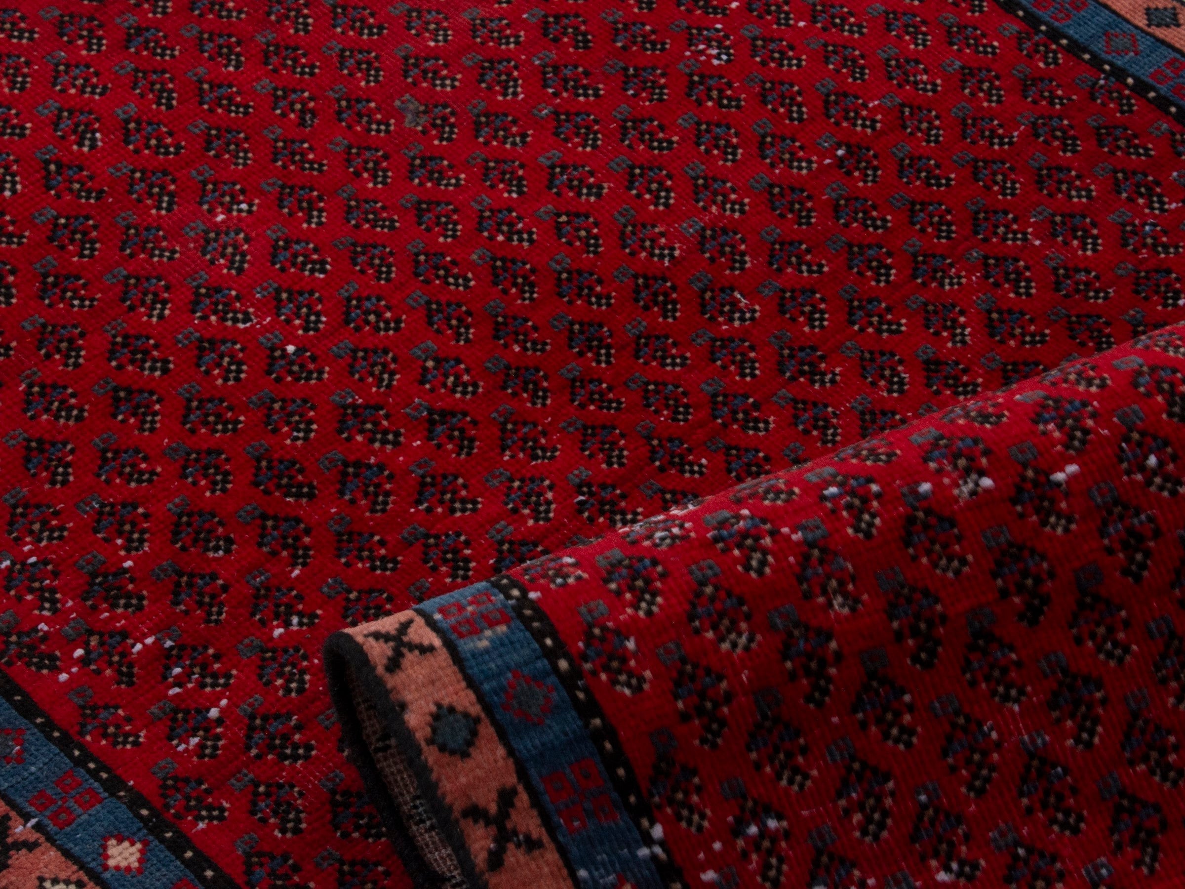 Persian Arak runner rug in burgundy and charcoal, view 14 of 18