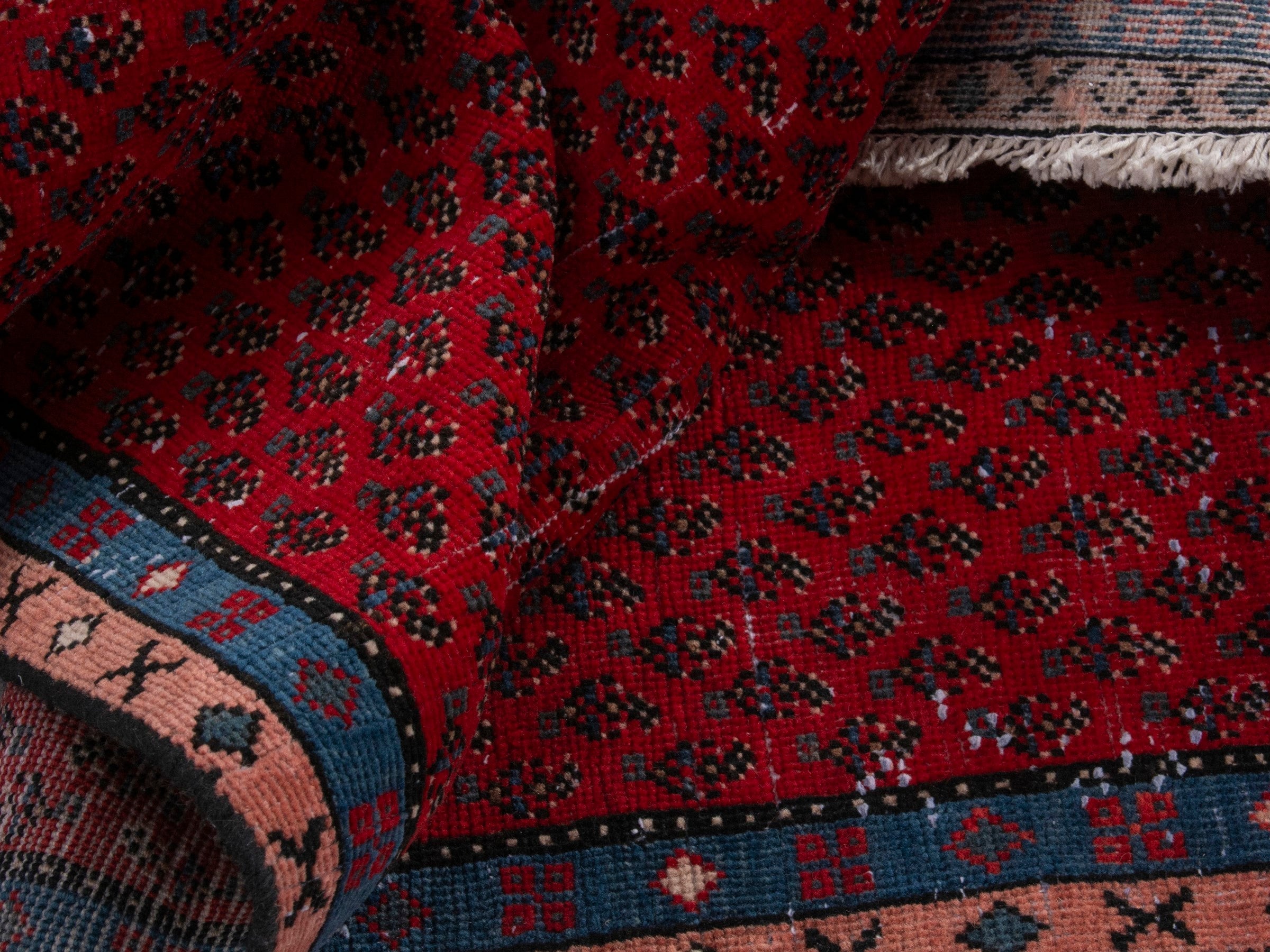 Persian Arak runner rug in burgundy and charcoal, view 15 of 18