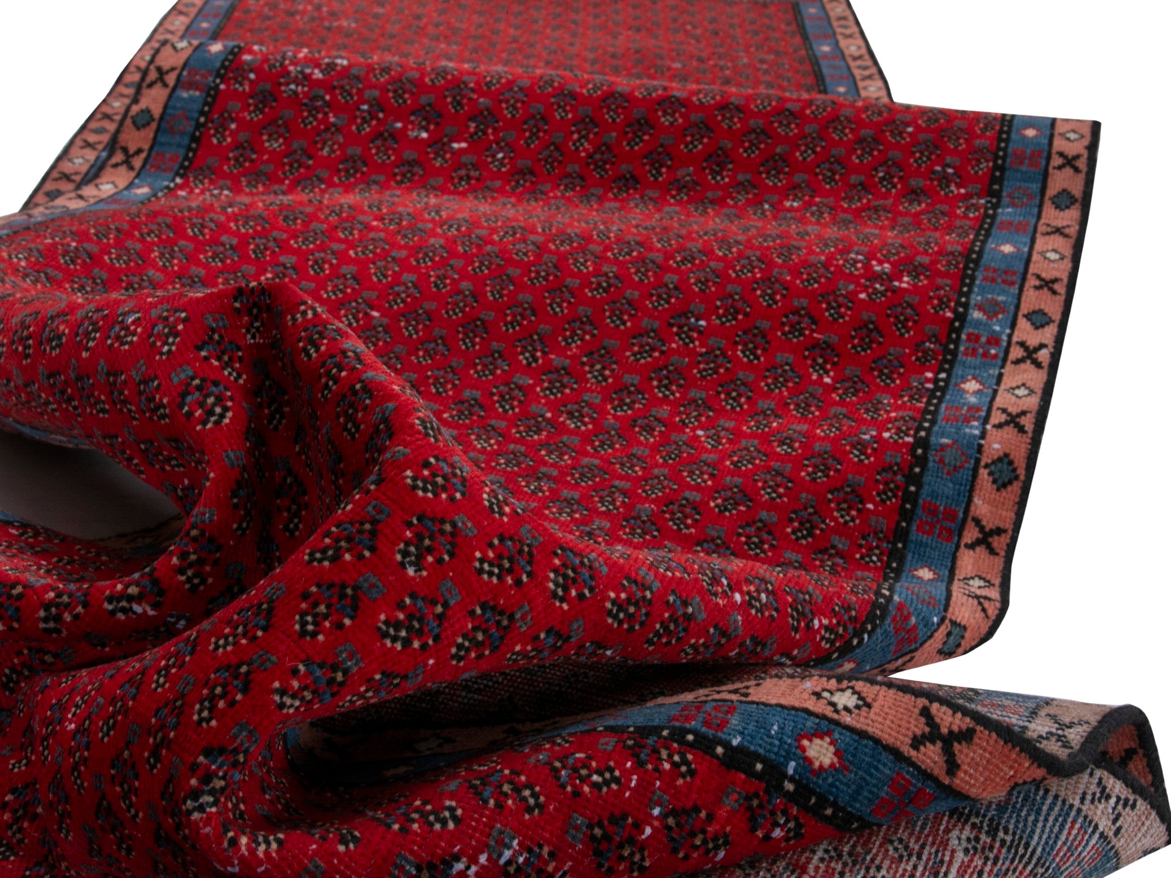 Persian Arak runner rug in burgundy and charcoal, view 16 of 18