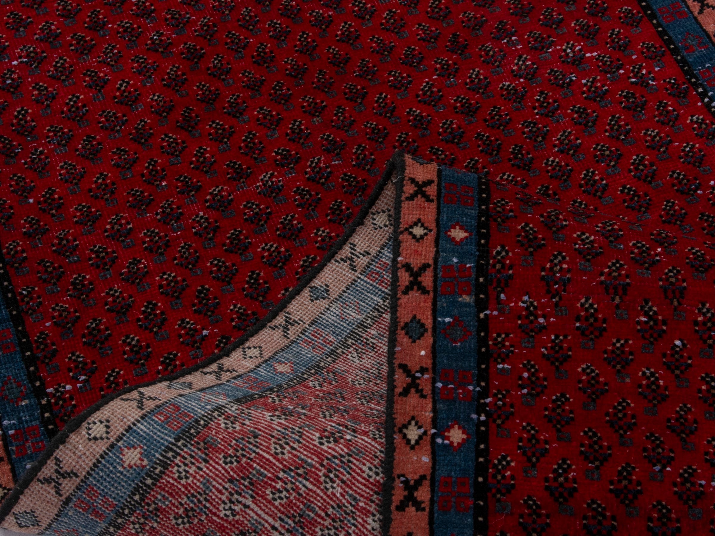 Persian Arak runner rug in burgundy and charcoal, view 17 of 18