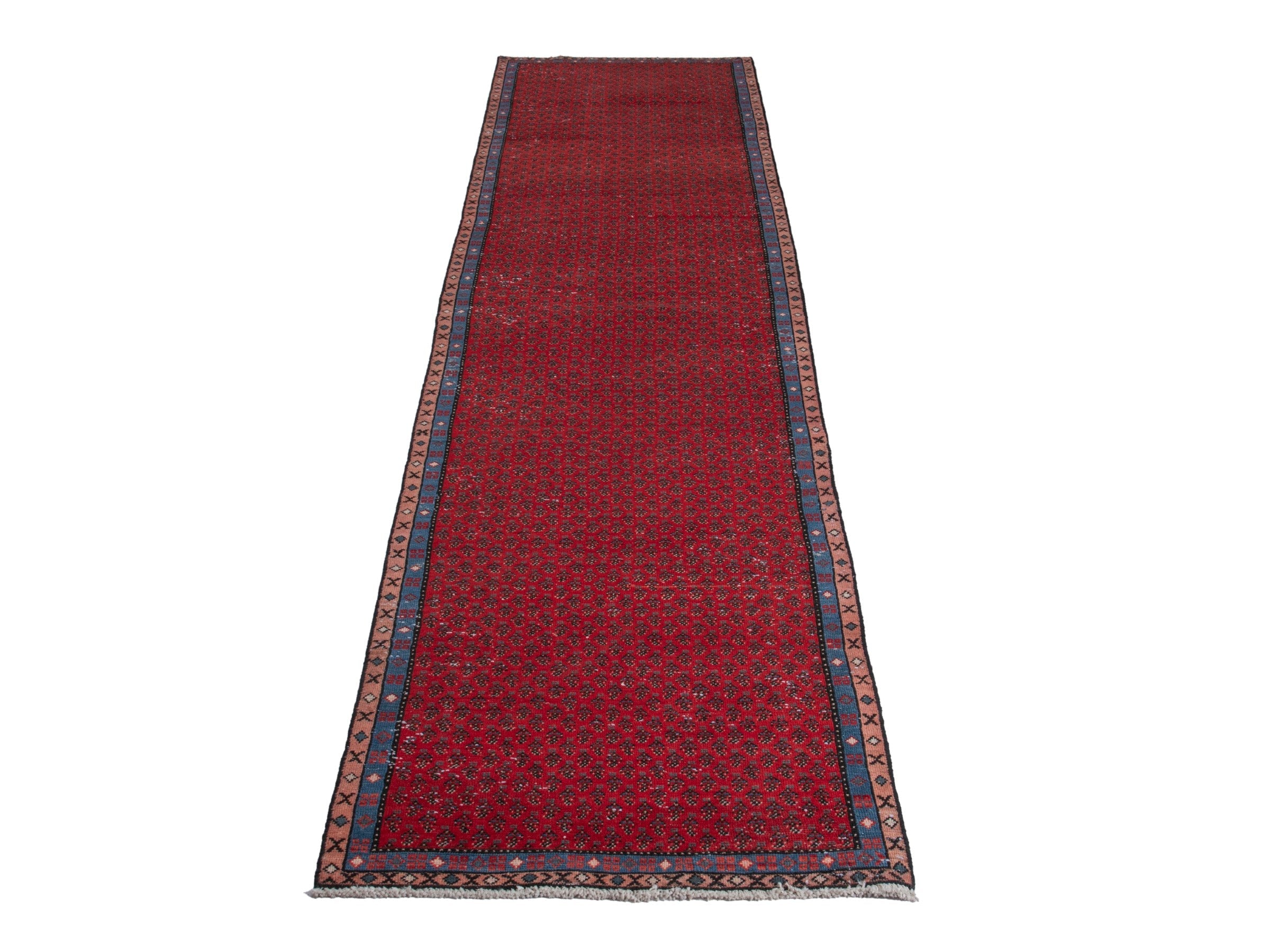 Persian Arak runner rug in burgundy and charcoal, view 2 of 18