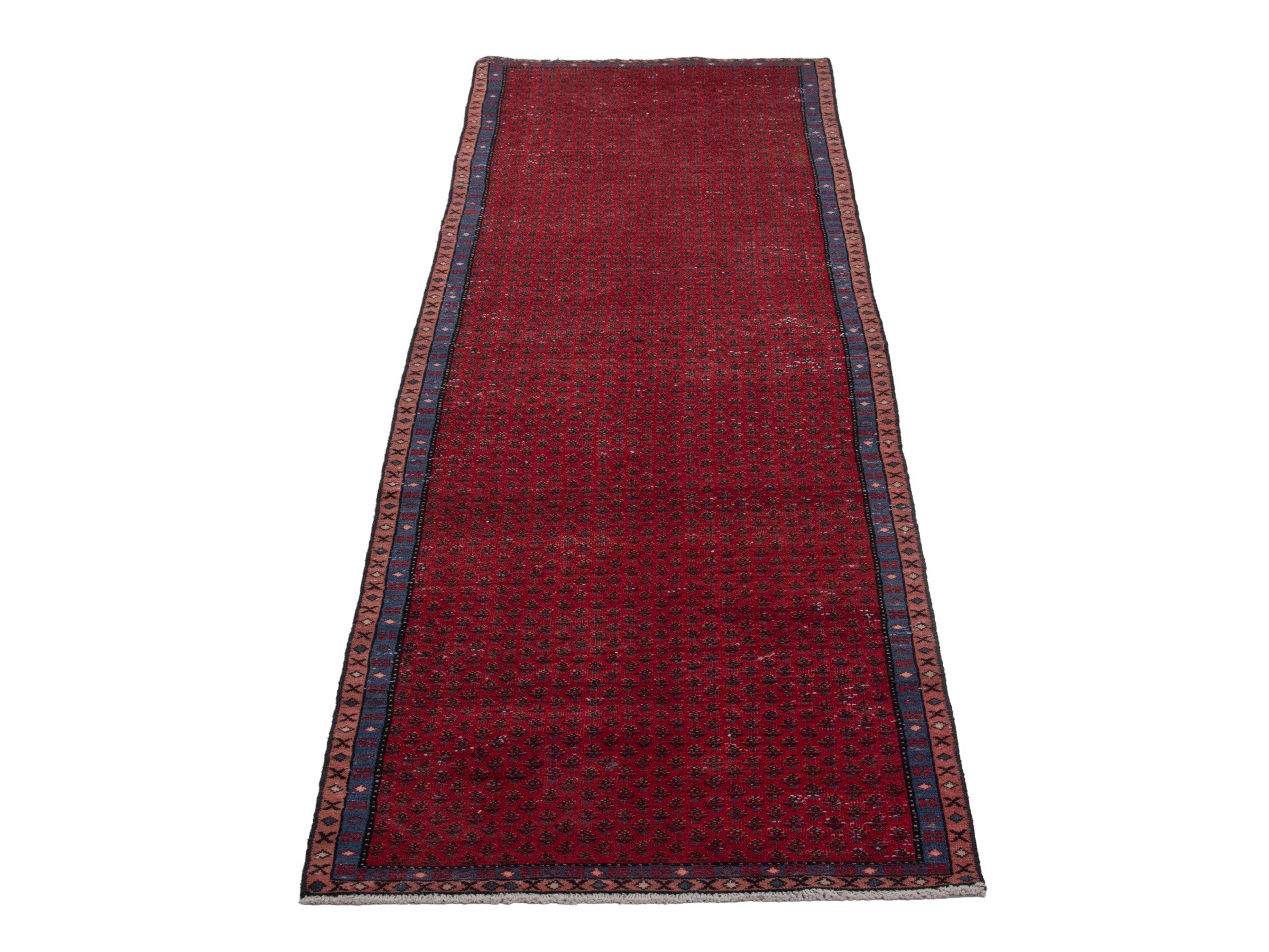 Persian Arak runner rug in burgundy and charcoal, view 3 of 18