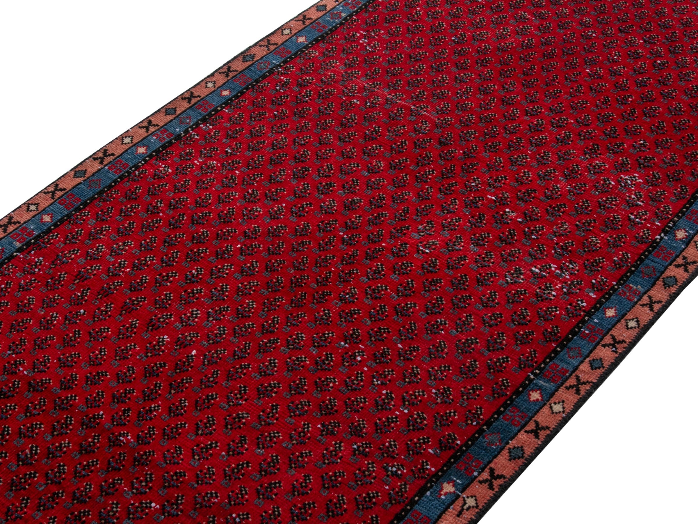 Persian Arak runner rug in burgundy and charcoal, view 4 of 18