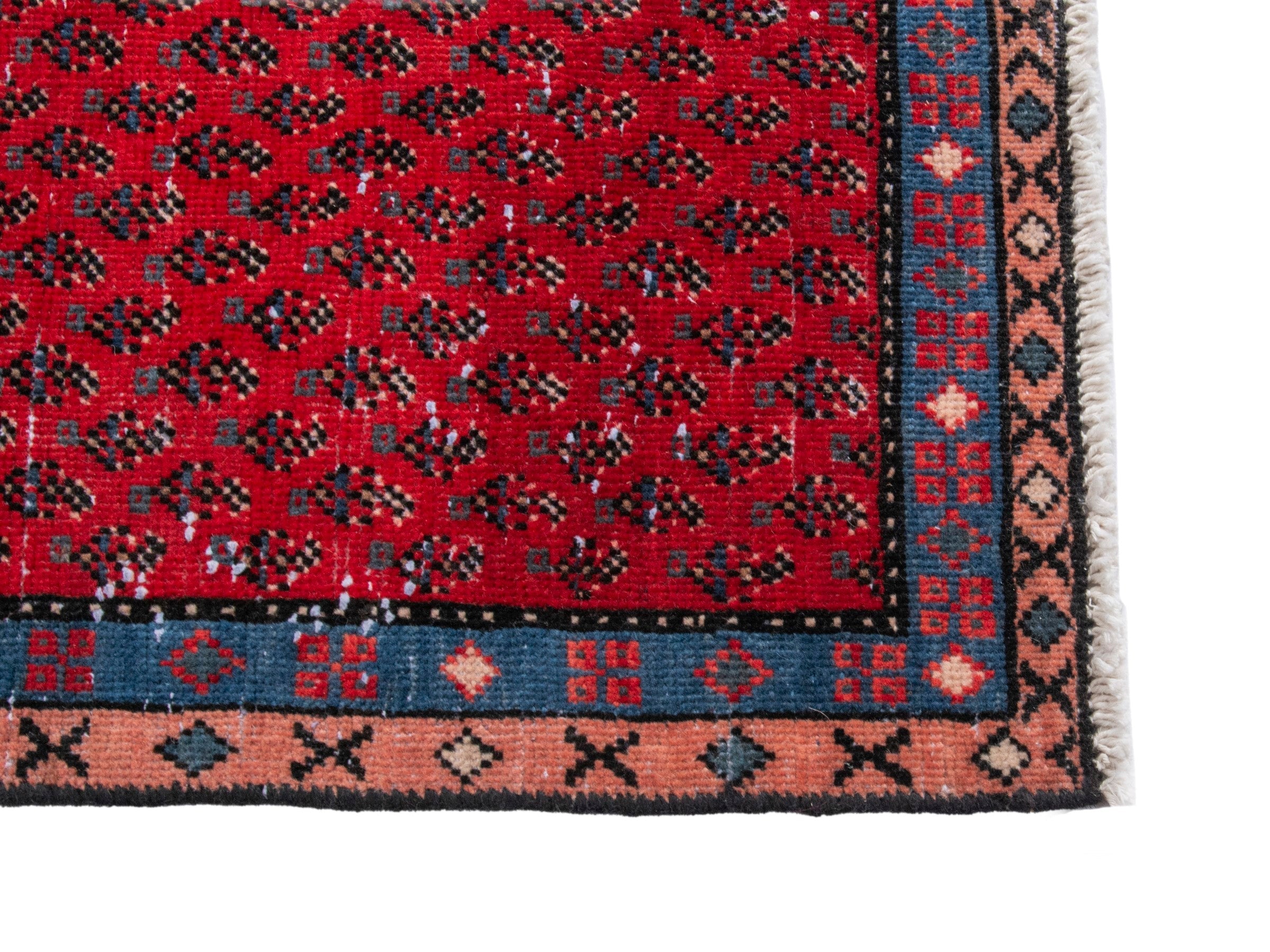 Persian Arak runner rug in burgundy and charcoal, view 5 of 18