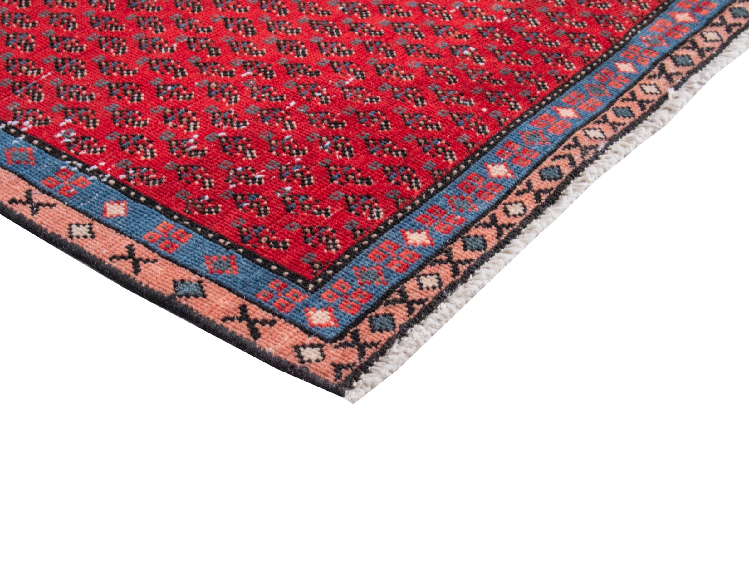 Persian Arak runner rug in burgundy and charcoal, view 6 of 18