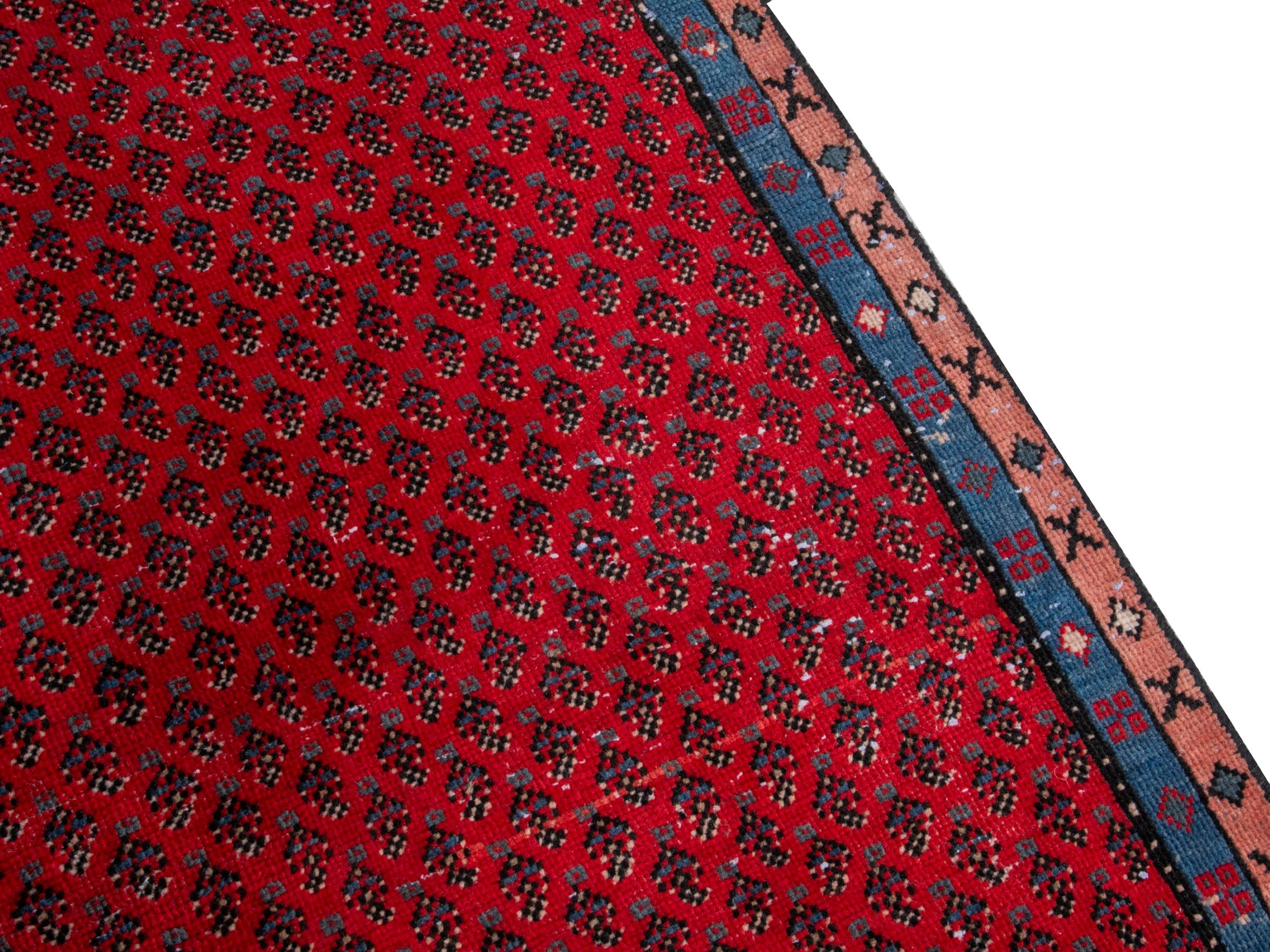 Persian Arak runner rug in burgundy and charcoal, view 7 of 18