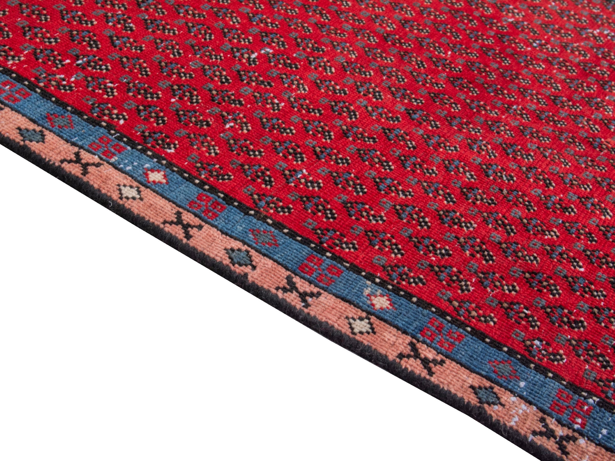 Persian Arak runner rug in burgundy and charcoal, view 8 of 18