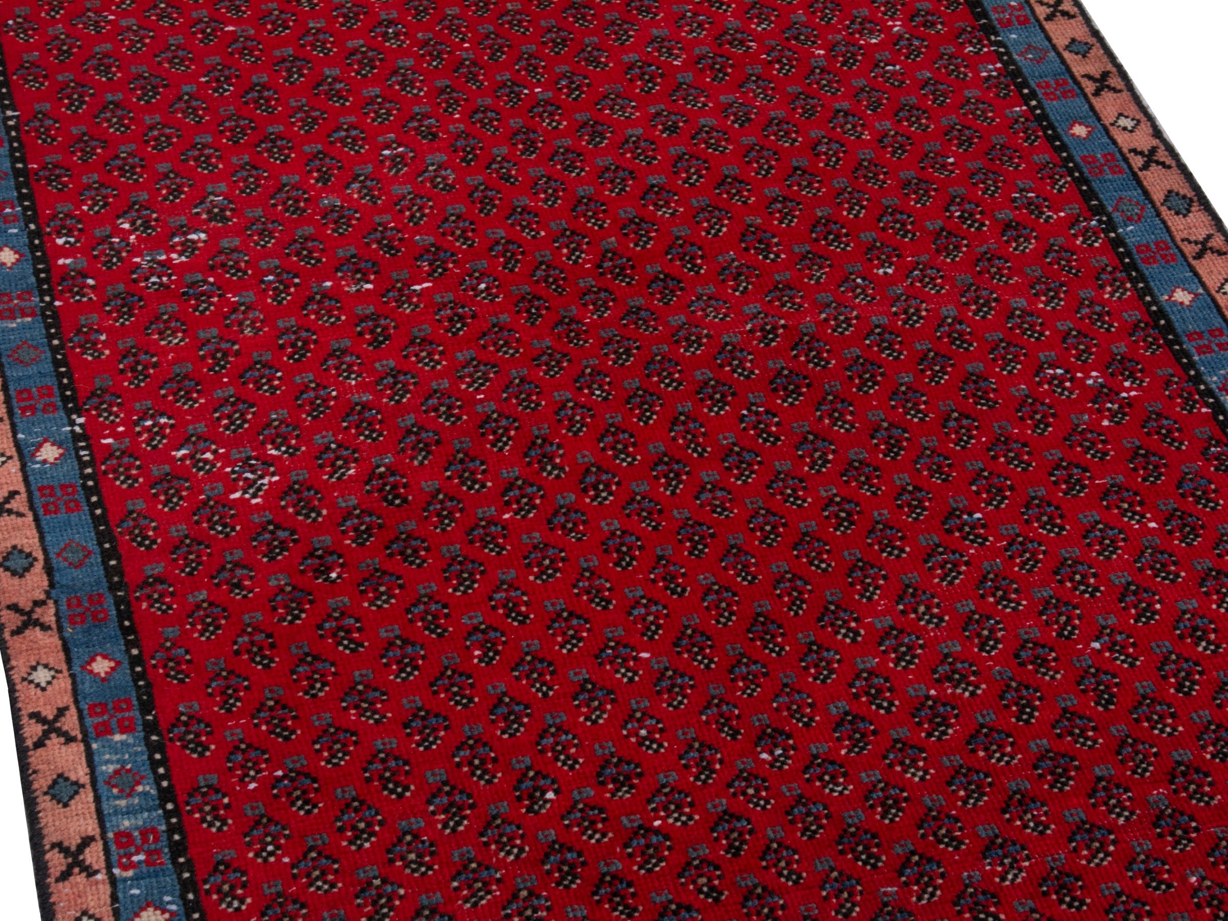 Persian Arak runner rug in burgundy and charcoal, view 9 of 18