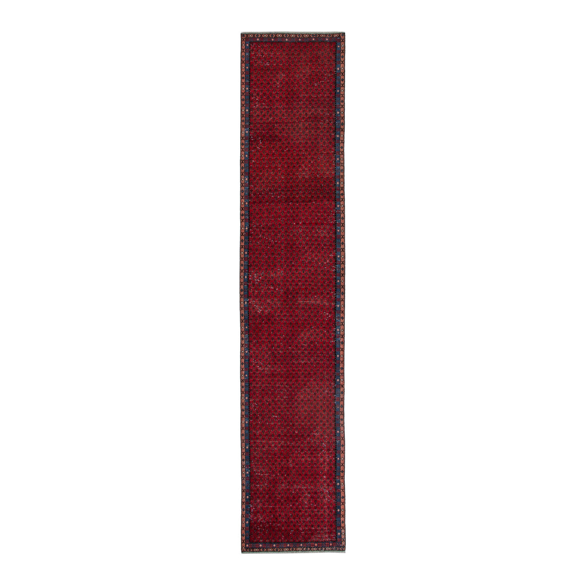 Persian Arak runner rug in burgundy and charcoal, 2'7" x 12'10"