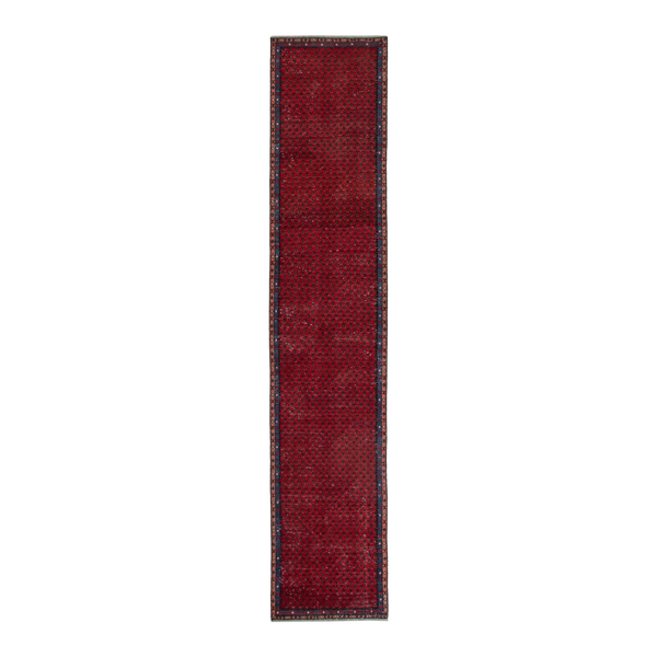 Persian Arak runner rug in burgundy and charcoal, 2'7" x 12'10"