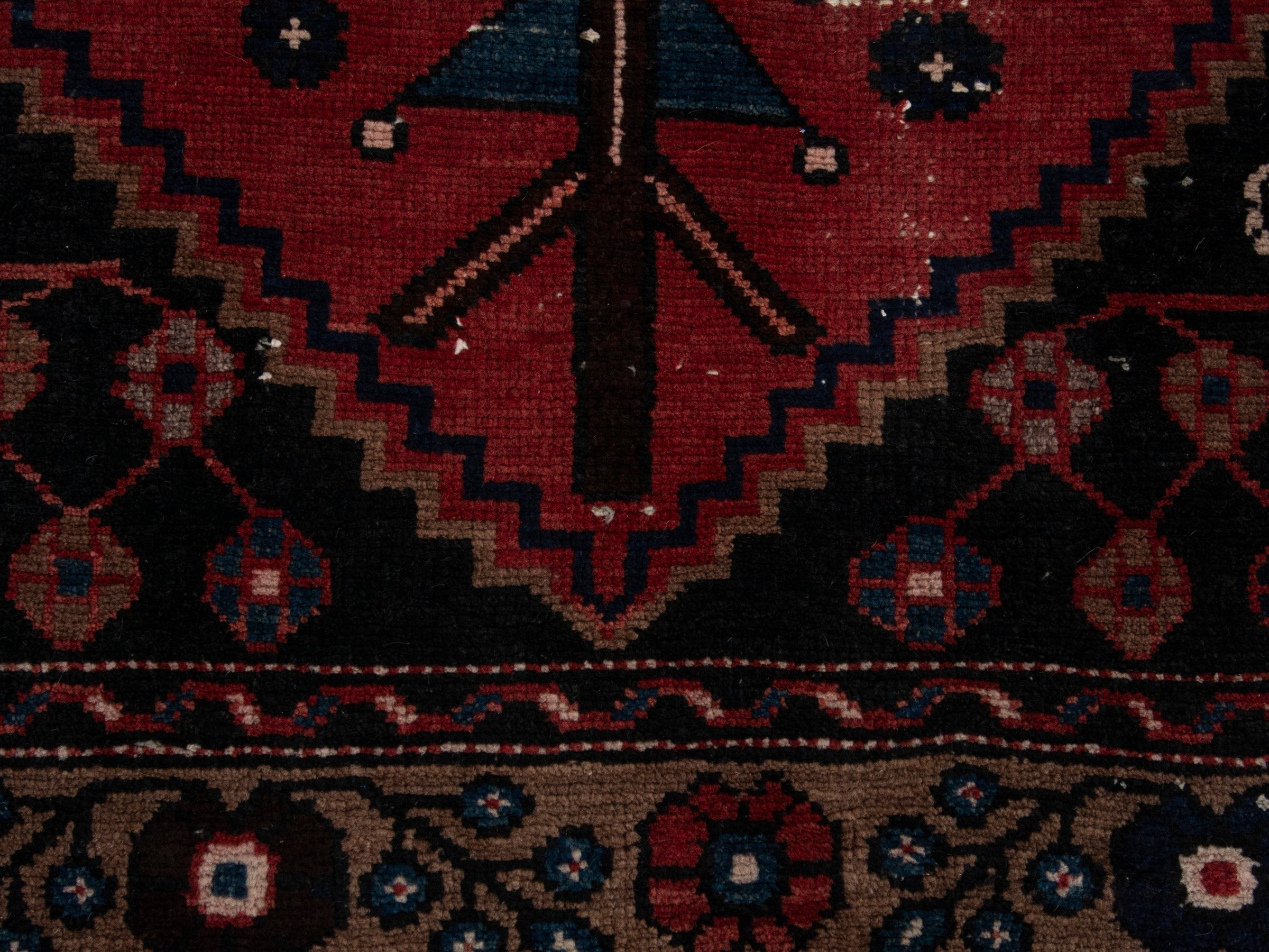 Persian Hamedan runner rug in deep red and dark brown, view 11 of 18
