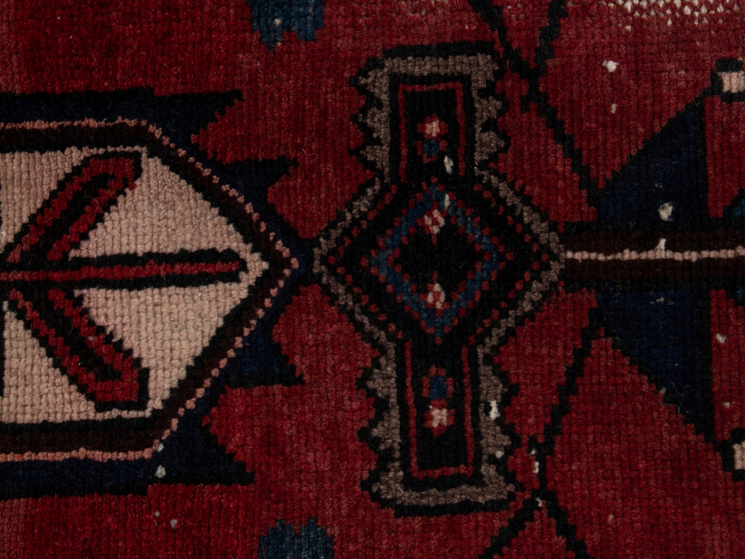 Persian Hamedan runner rug in deep red and dark brown, view 12 of 18