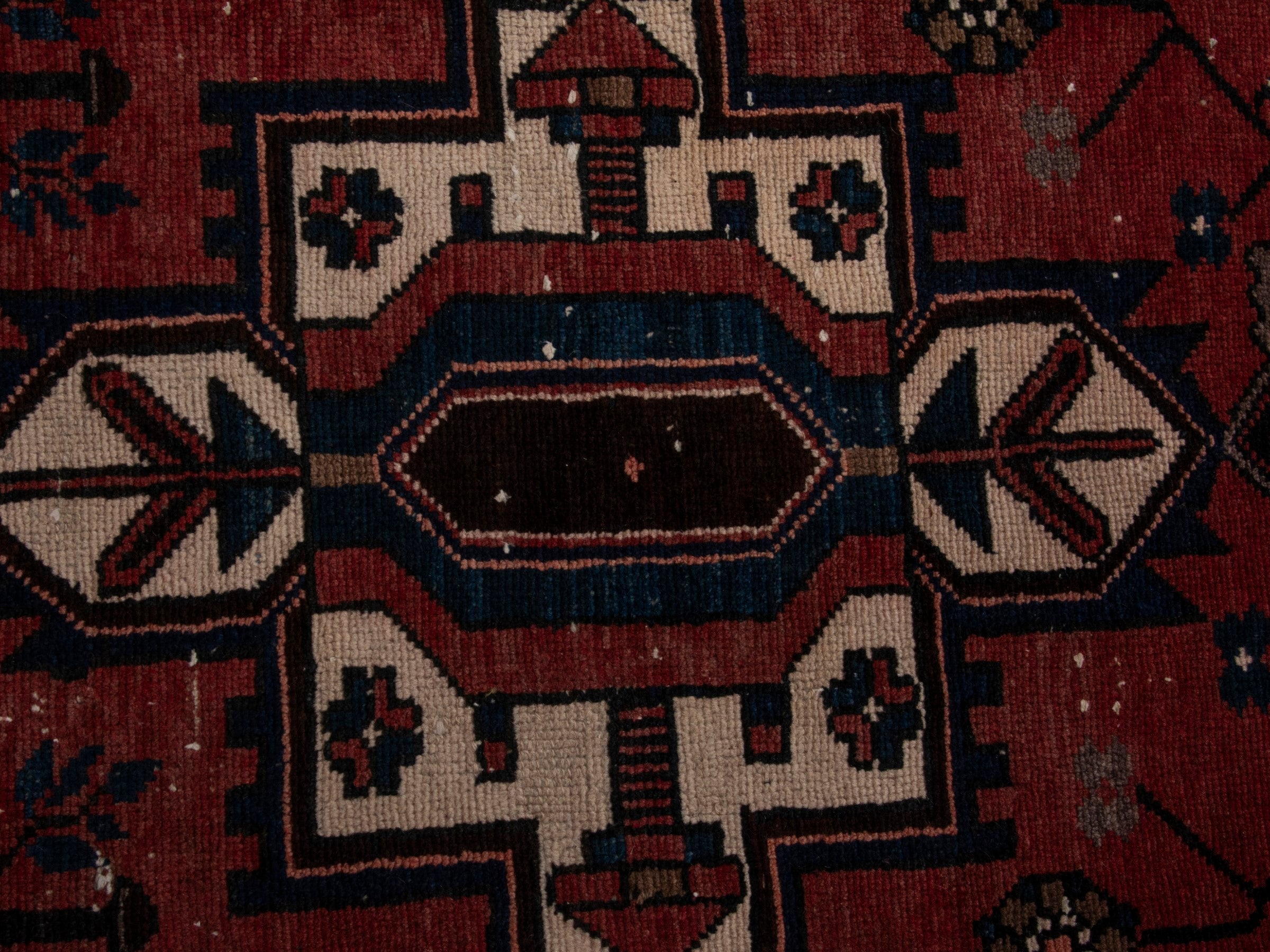 Persian Hamedan runner rug in deep red and dark brown, view 14 of 18
