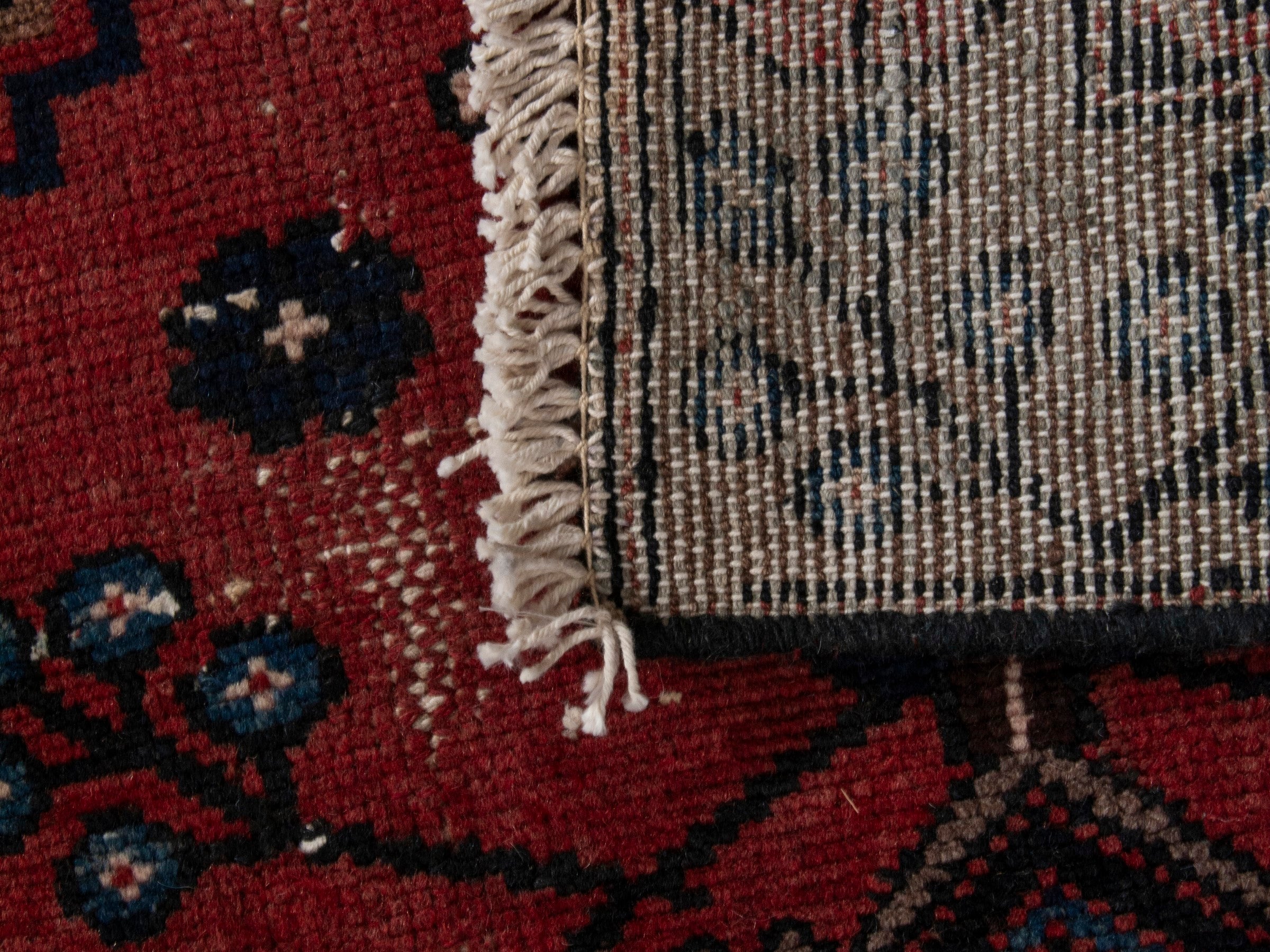 Persian Hamedan runner rug in deep red and dark brown, view 18 of 18