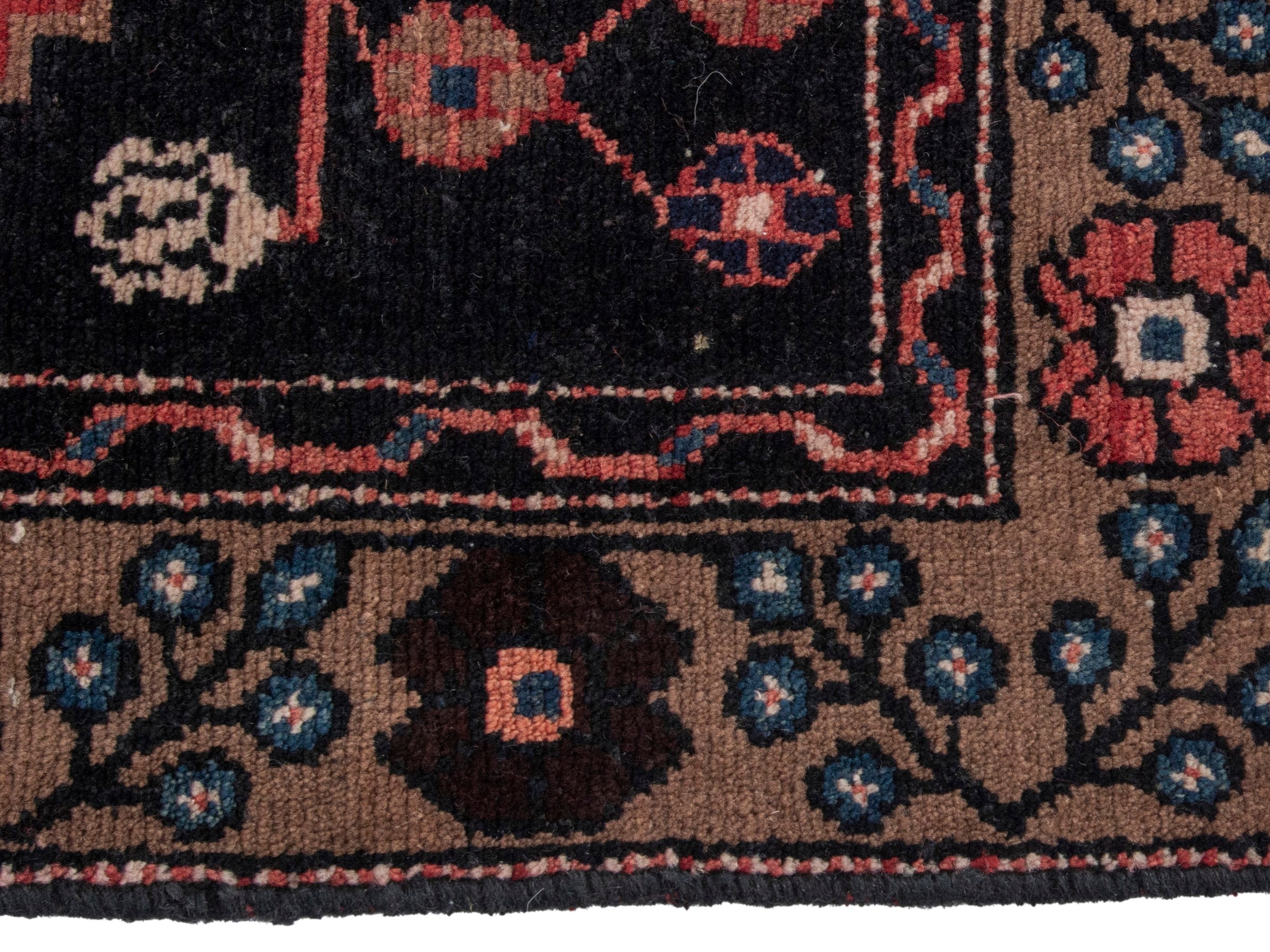 Persian Hamedan runner rug in deep red and dark brown, view 5 of 18