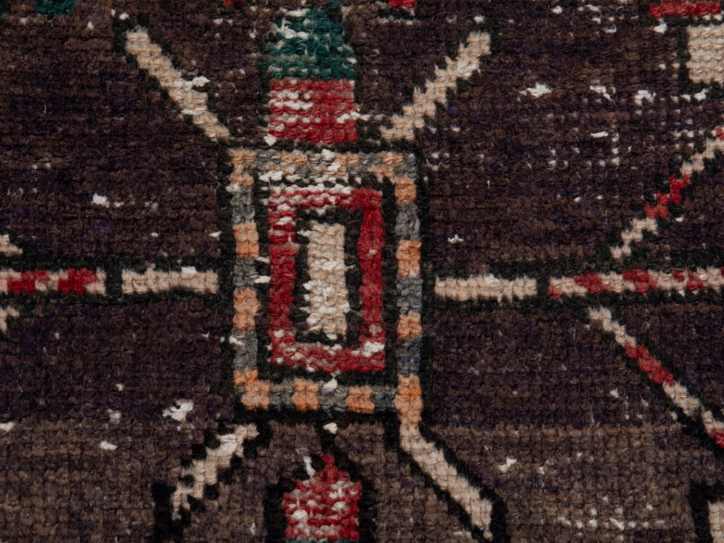 Persian Zanjan runner rug in charcoal and faded red, view 11 of 18