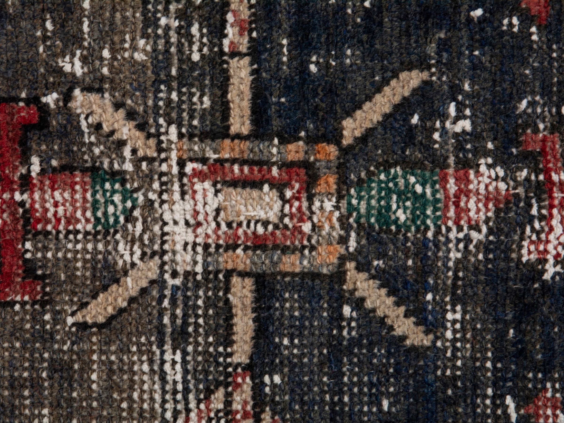 Persian Zanjan runner rug in charcoal and faded red, view 13 of 18