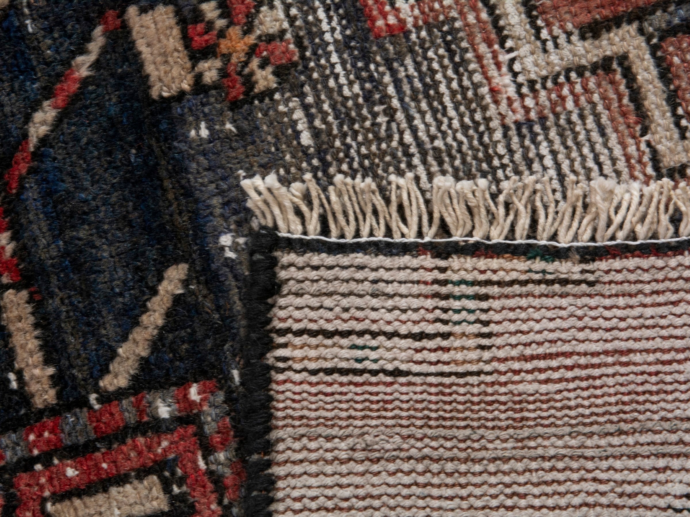 Persian Zanjan runner rug in charcoal and faded red, view 18 of 18