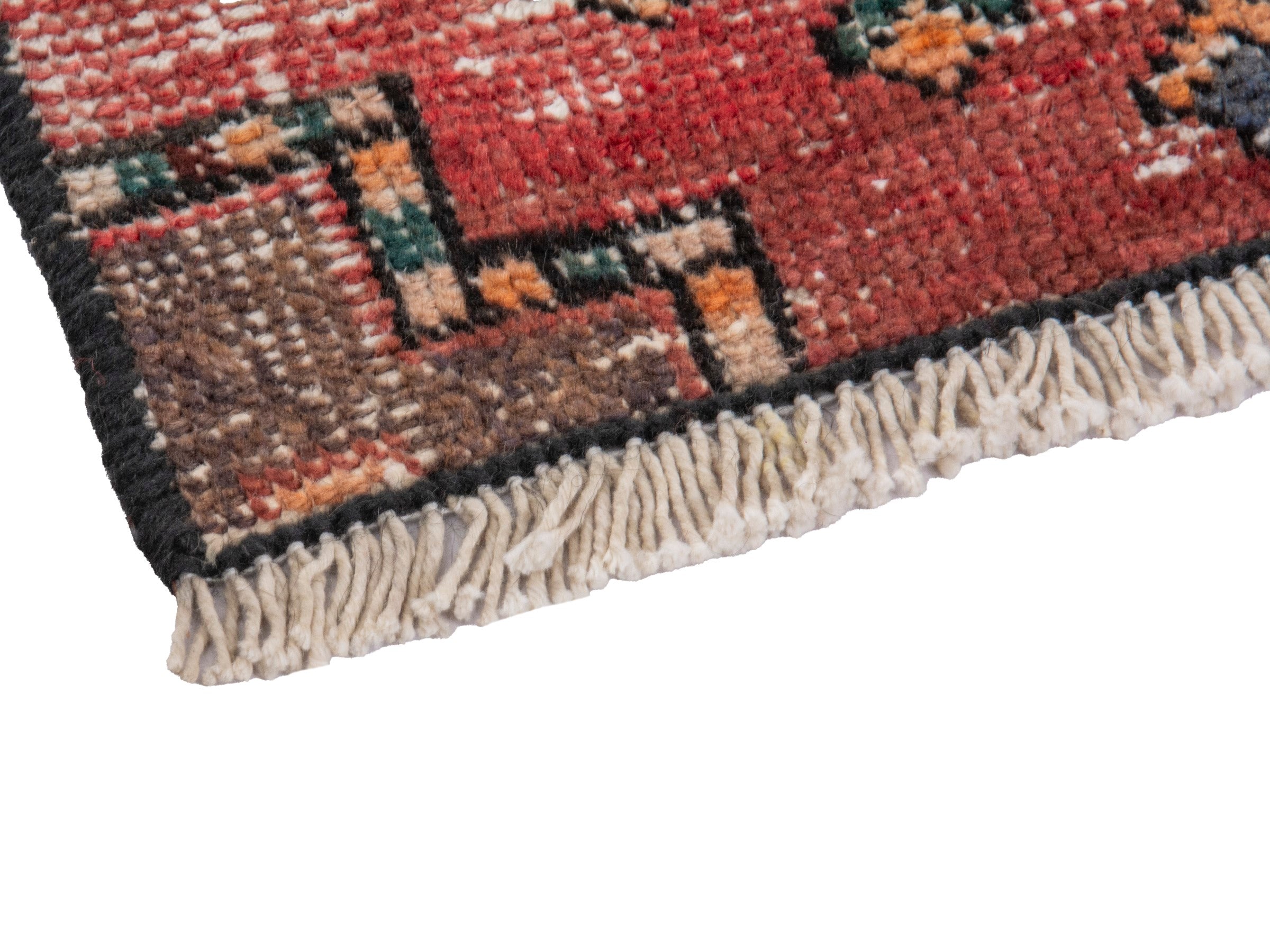 Persian Zanjan runner rug in charcoal and faded red, view 6 of 18