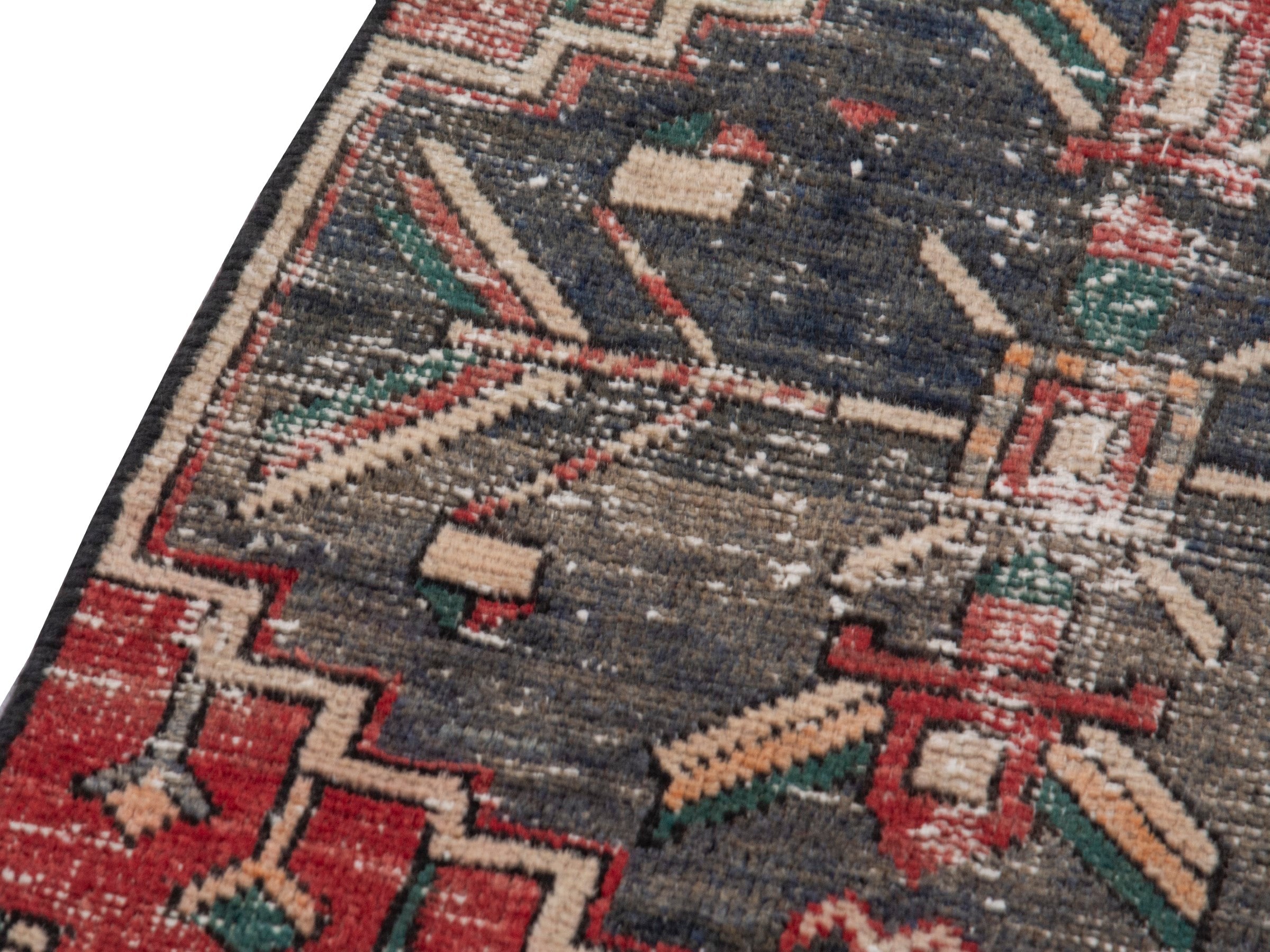 Persian Zanjan runner rug in charcoal and faded red, view 7 of 18