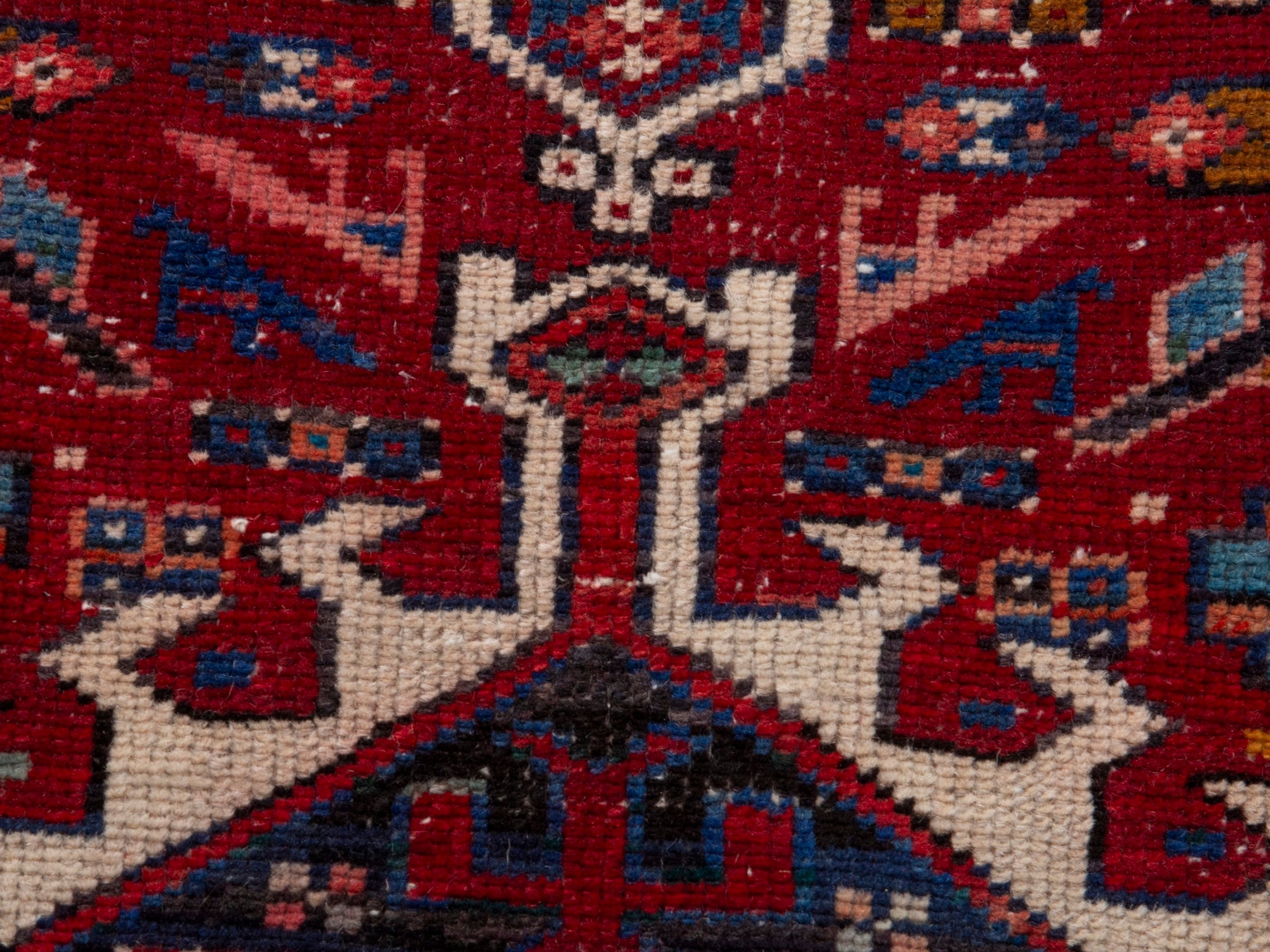 Persian Gharajeh runner rug in deep red and burgundy, view 13 of 17