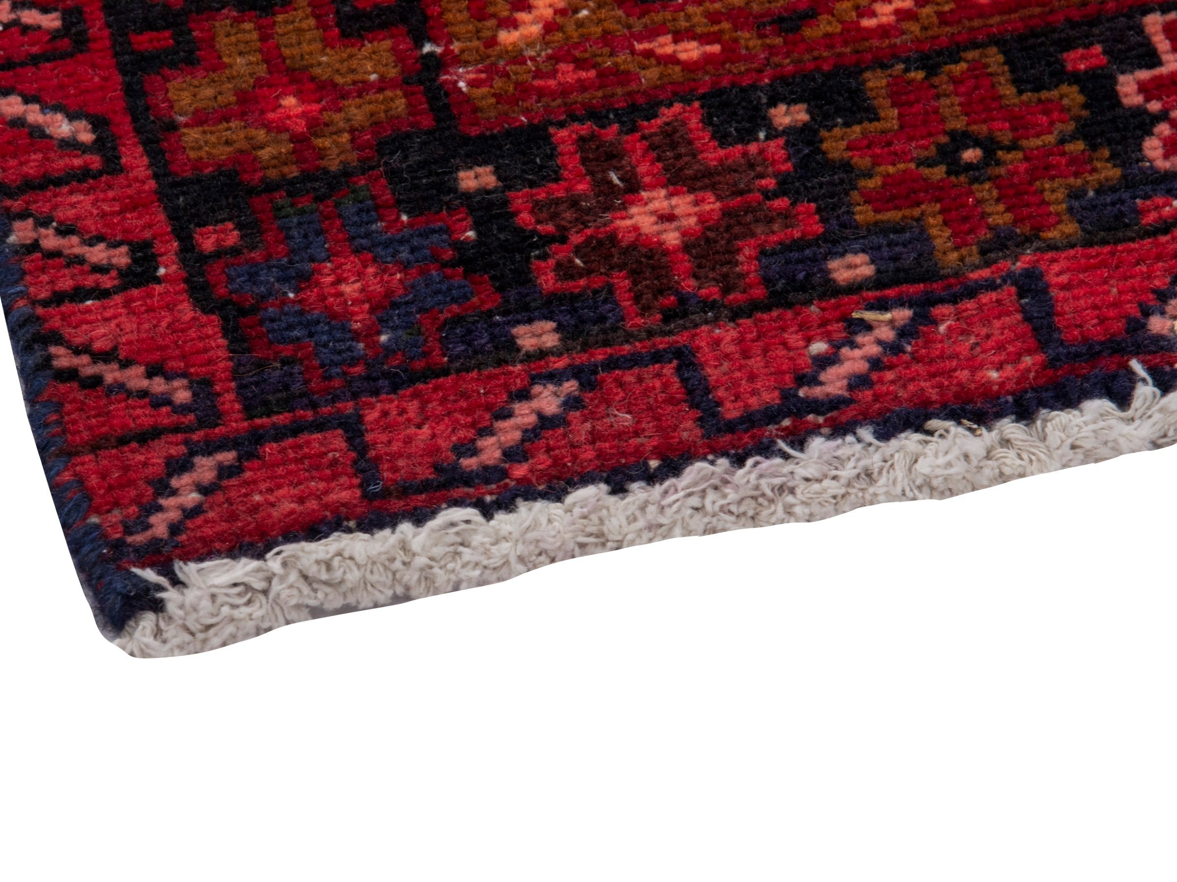Persian Gharajeh runner rug in deep red and burgundy, view 6 of 17