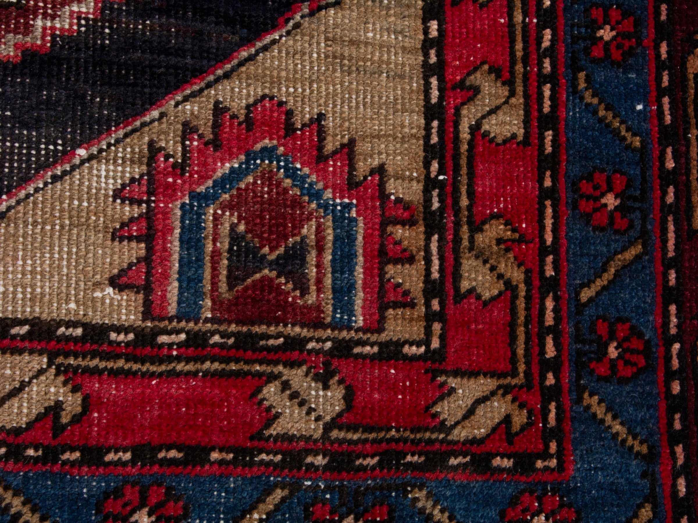 Persian Ardabil runner rug in cream and deep red, view 11 of 18