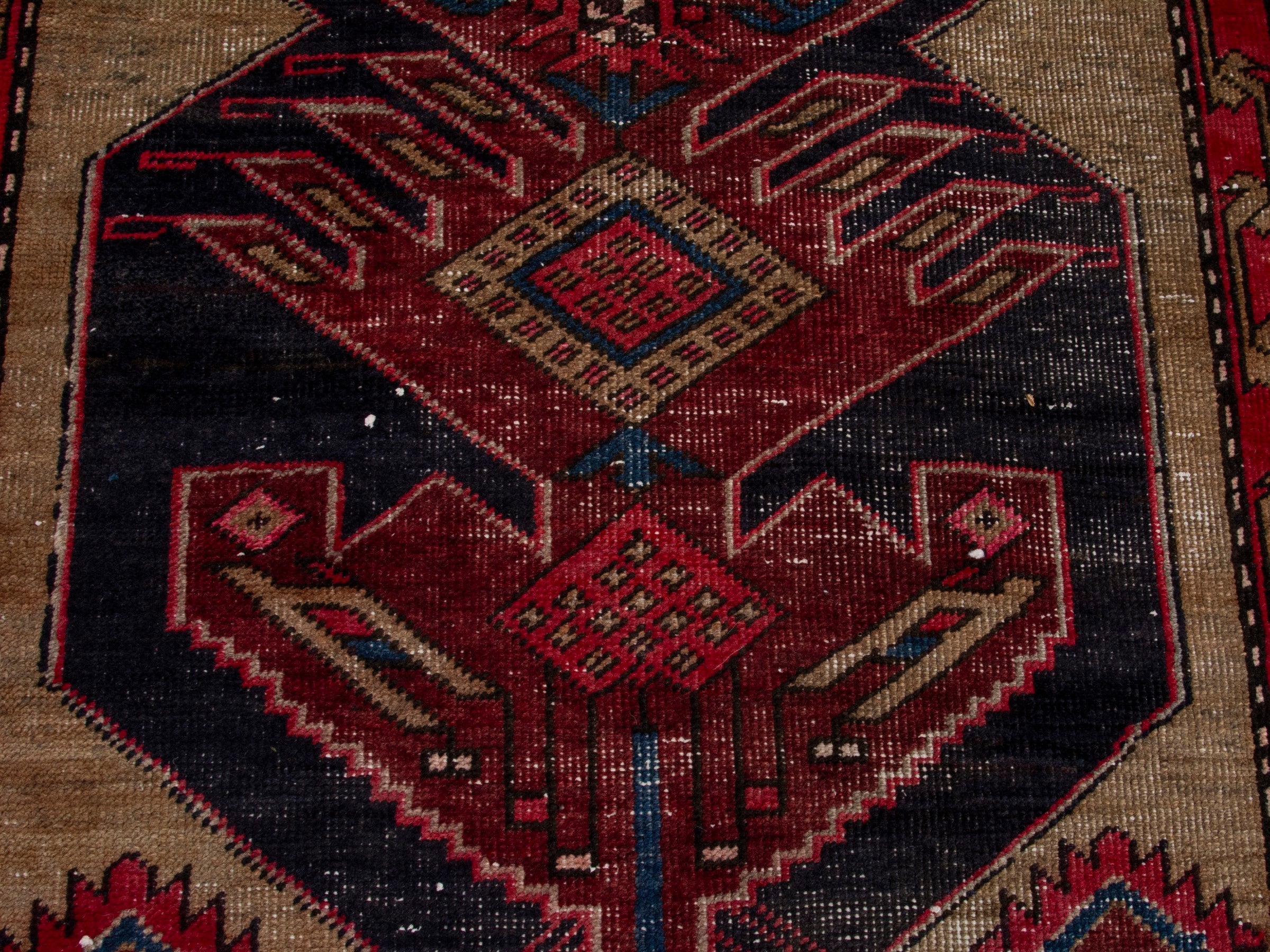 Persian Ardabil runner rug in cream and deep red, view 12 of 18