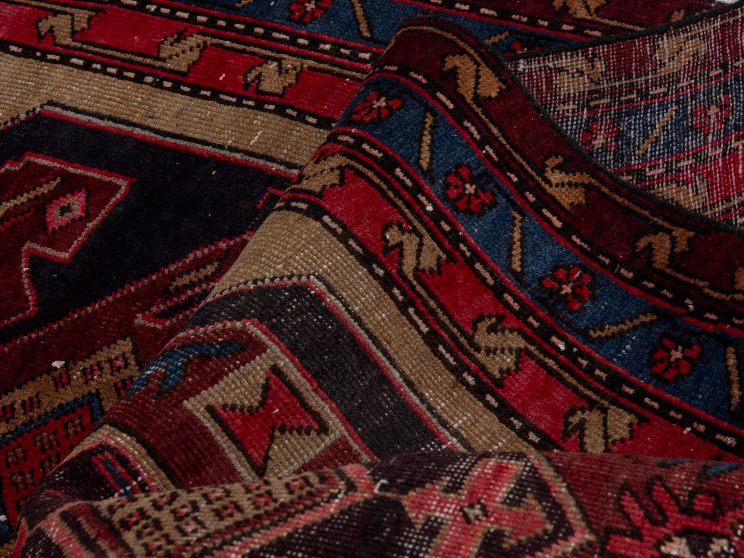 Persian Ardabil runner rug in cream and deep red, view 15 of 18