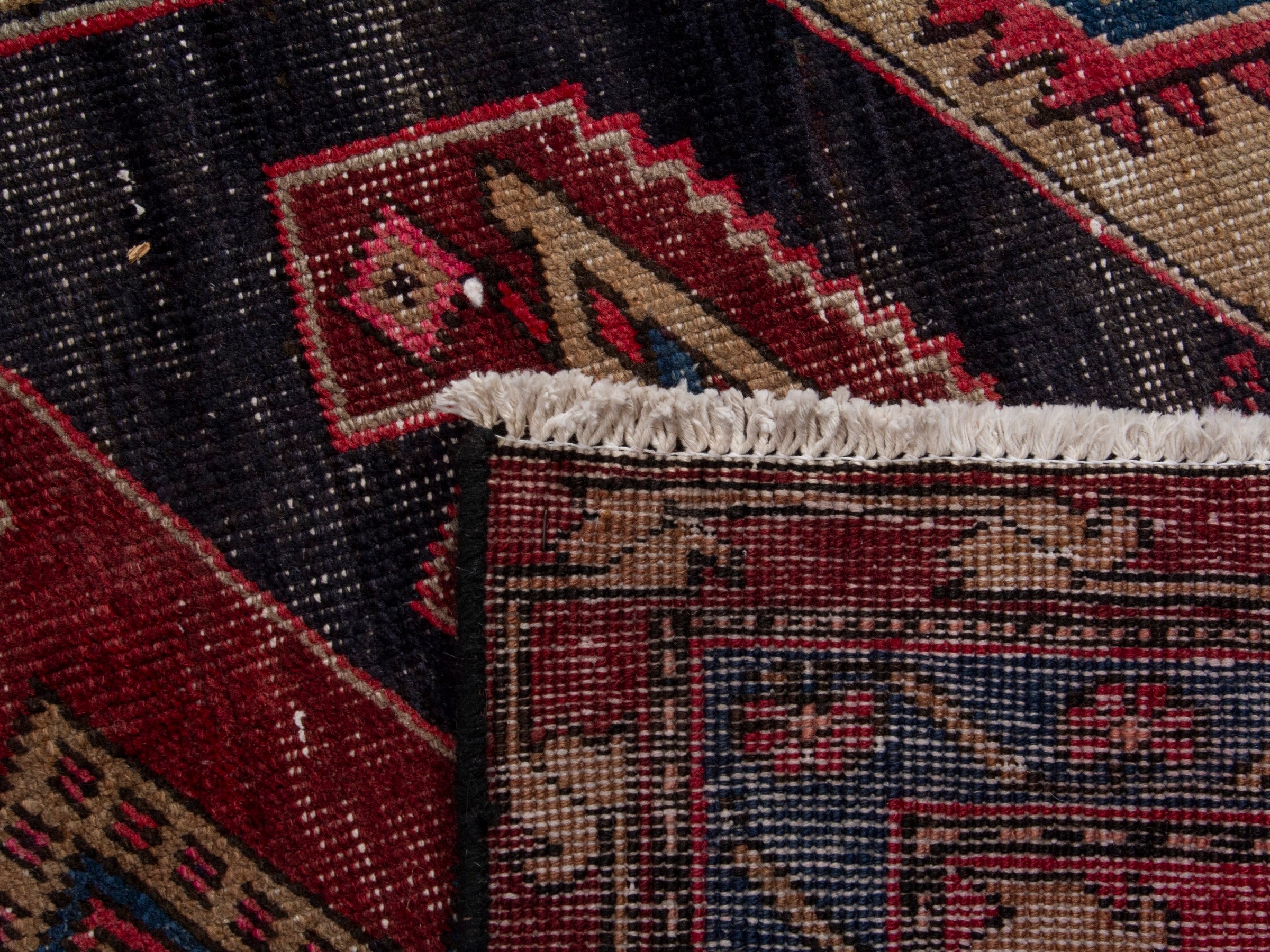 Persian Ardabil runner rug in cream and deep red, view 18 of 18